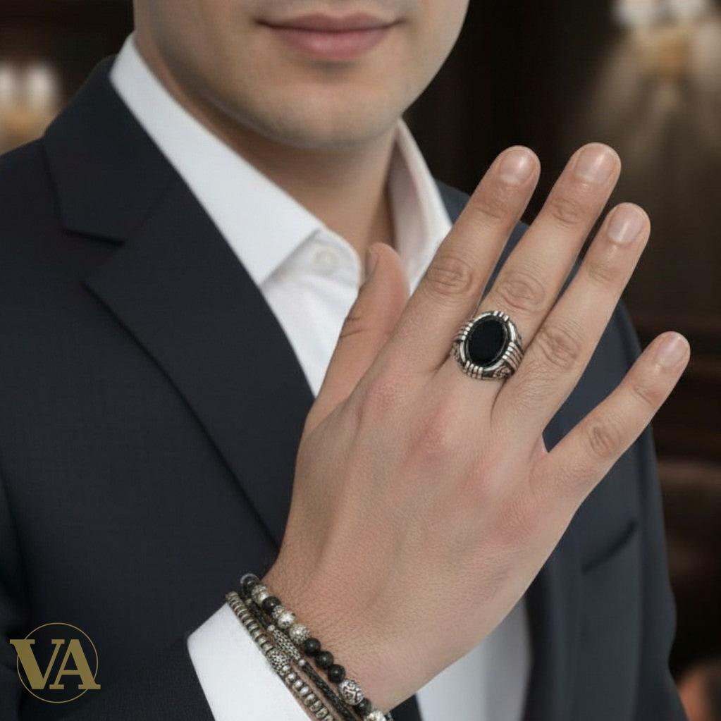 Bague Homme Onyx Noir – Argent 925 – Chevalière Ovale