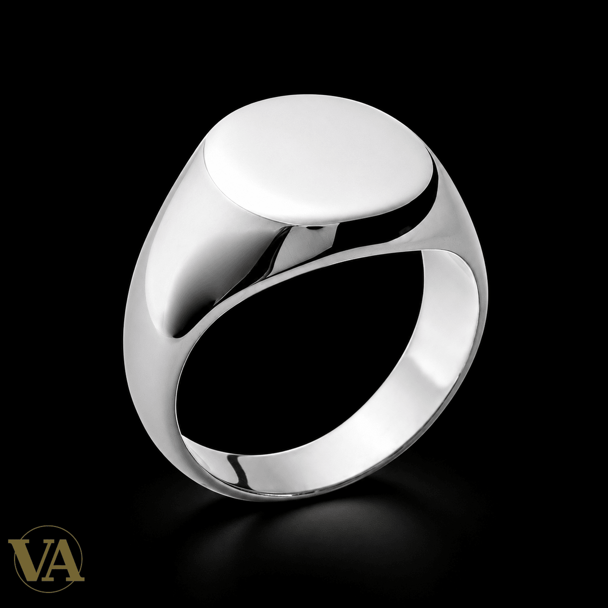 Chevalière Homme Argent 925 Rhodié – Plateau Ovale Lisse - Argent 925 - Vindicta