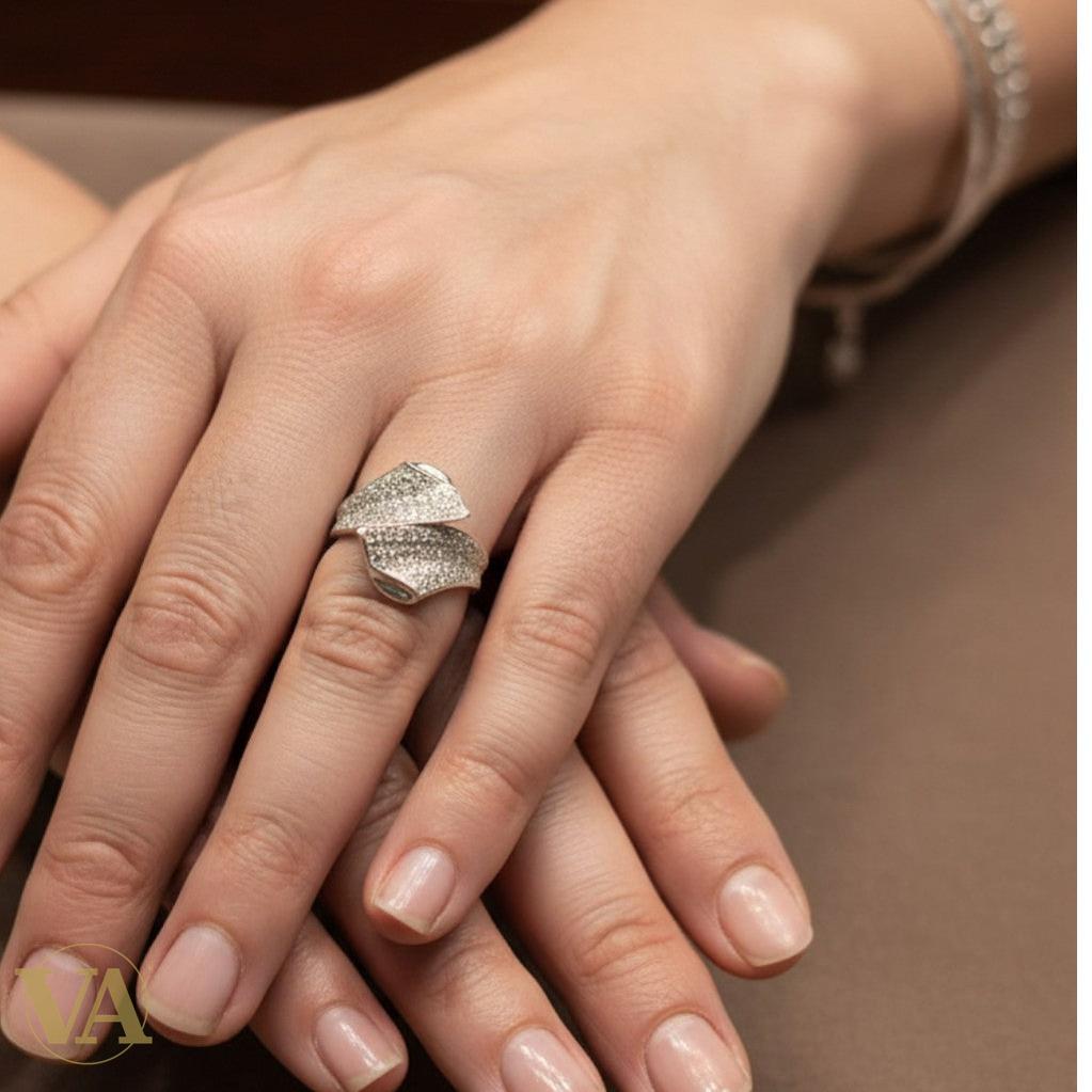 Bague Femme Florale en Argent 925 – Oxydes de Zirconium