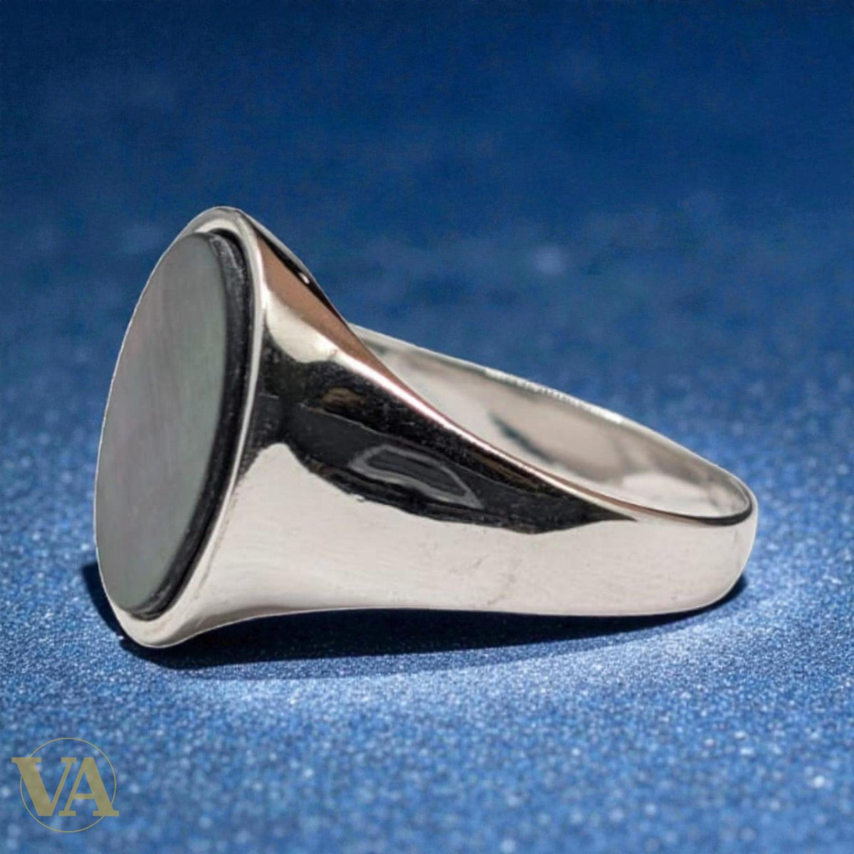 Bague homme argent 925 – Nacre Irisée & Anneau Minimaliste