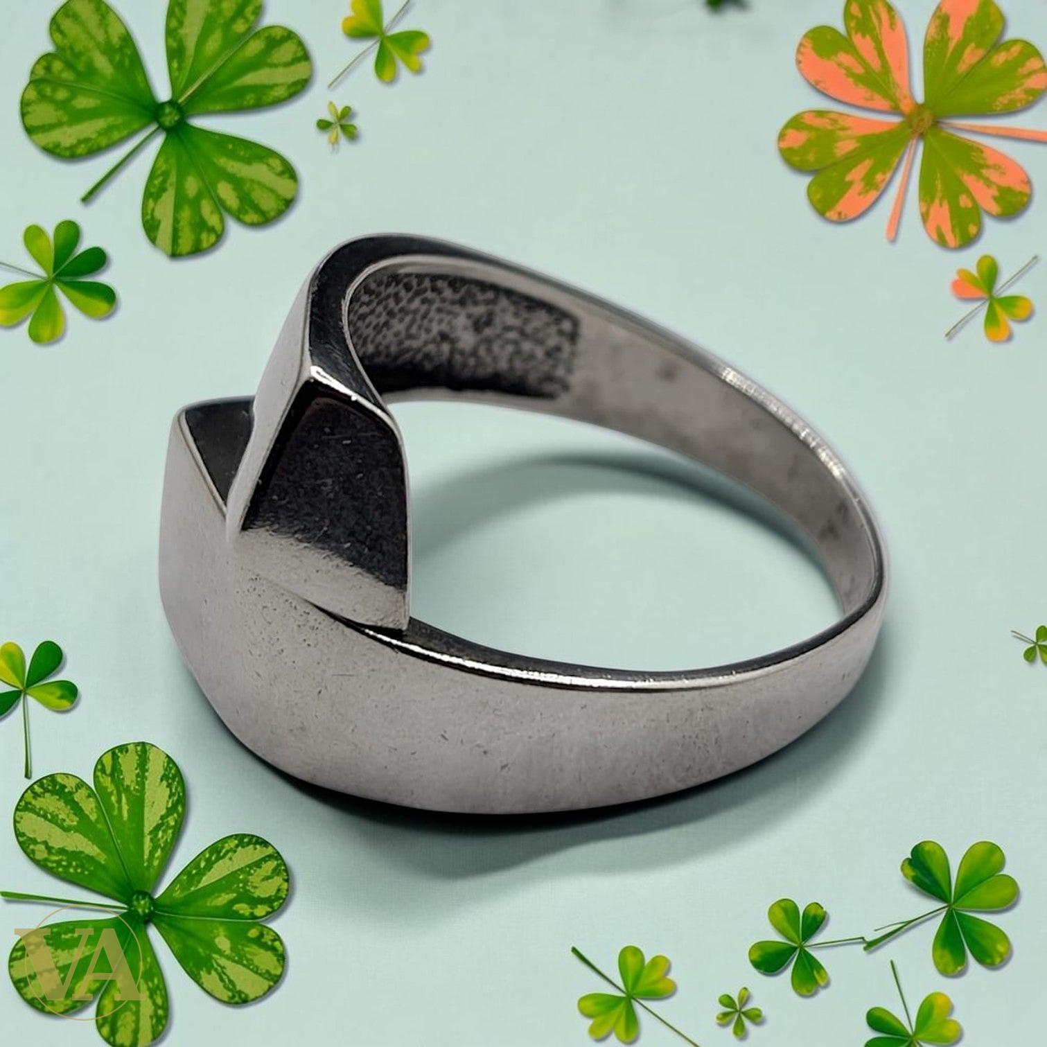 Bague femme argent 925 Double chevalière rectangulaire lisse poli miroir