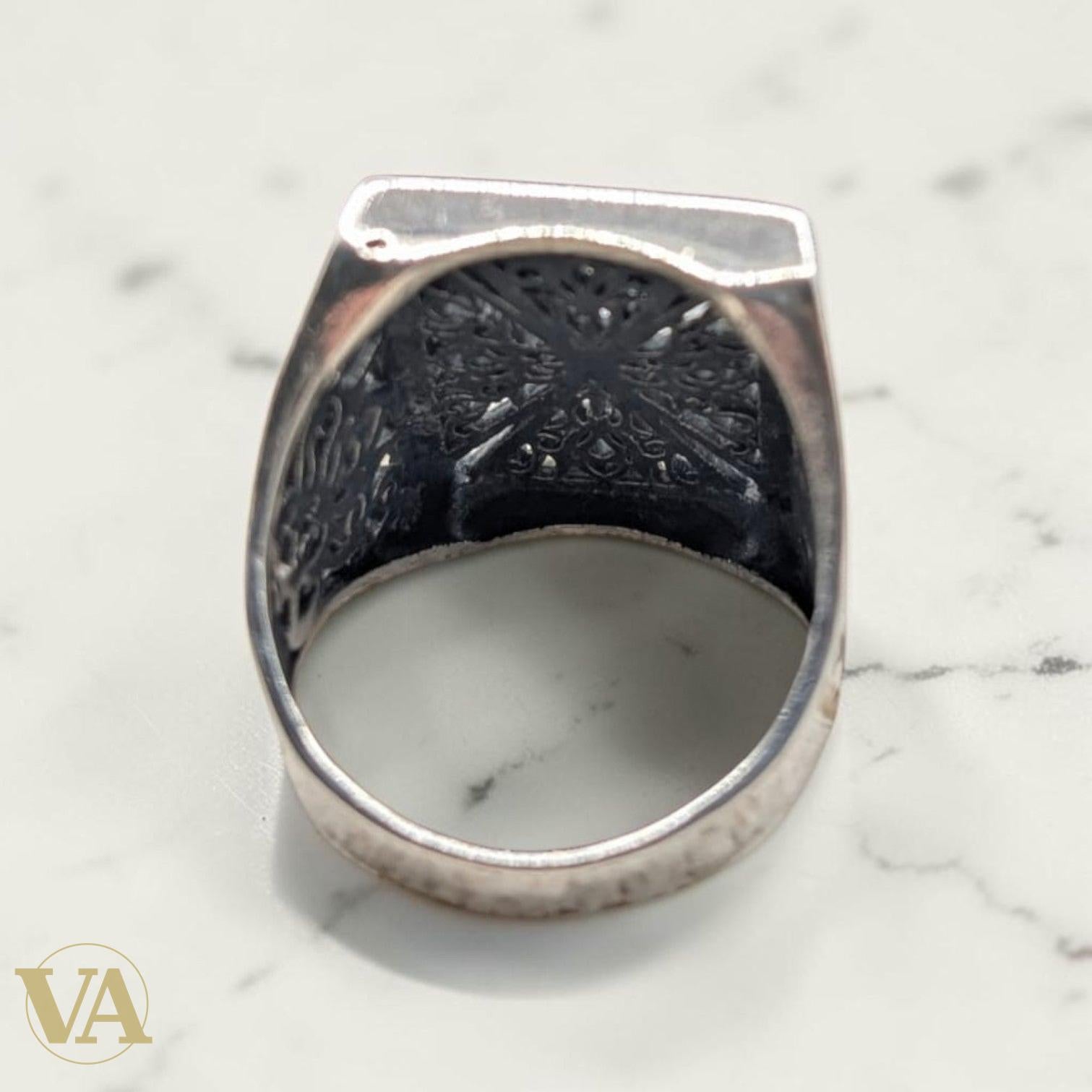 Chevalière Homme Argent 925 Plateau Carré Ajouré Croix Géométrique Entrelacs - Argent 925 - Vindicta