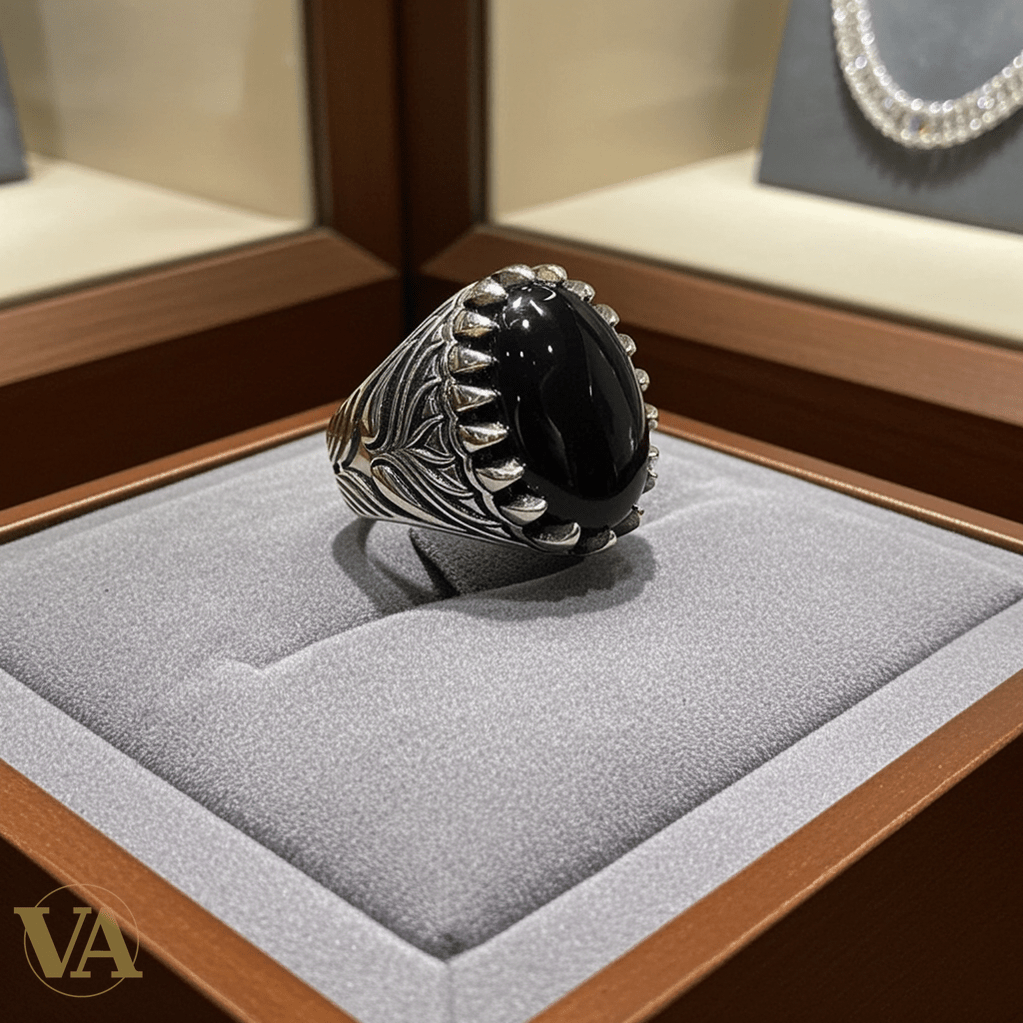 Bague Homme Argent 925 – Pierre Onyx Noire Ovale - Argent 925 - Vindicta