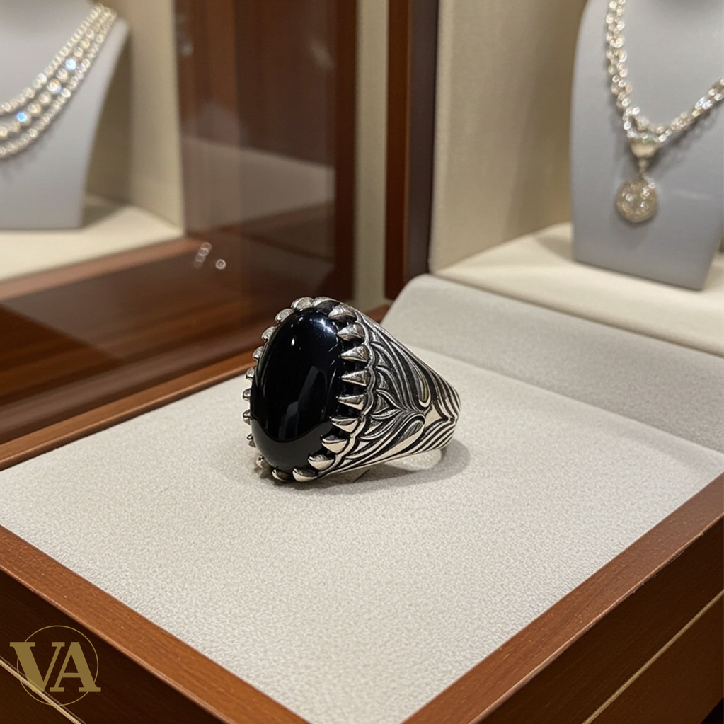 Bague Homme Argent 925 – Pierre Onyx Noire Ovale-Vindicta : Bijoux Argent 925 Massif, Luxe et Héritage