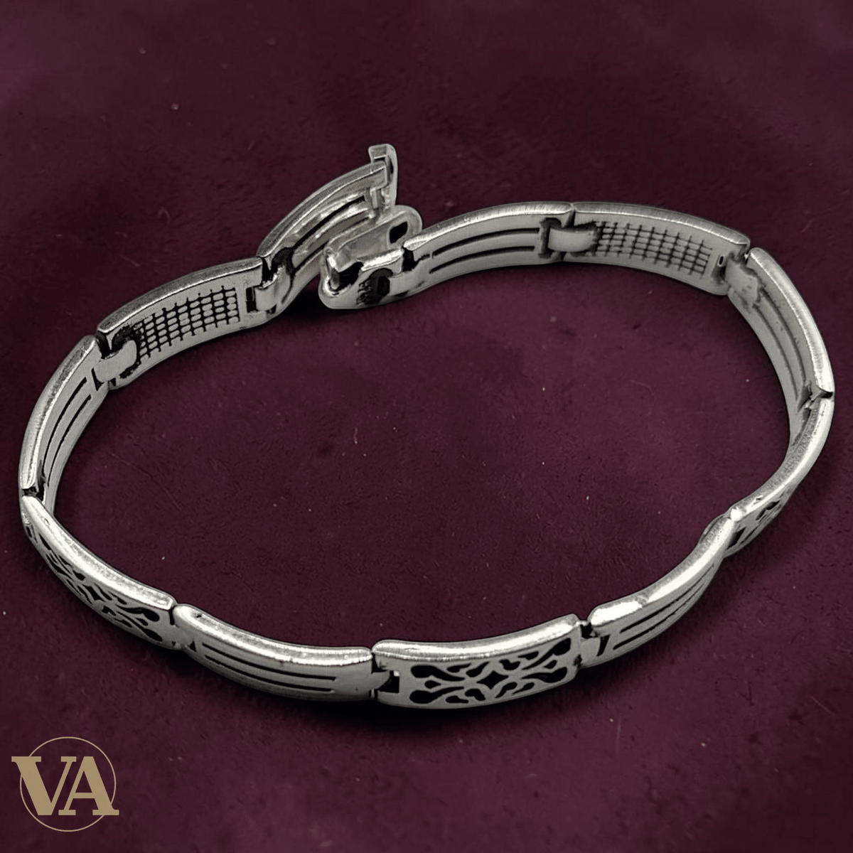 Bracelet Homme Argent 925 – Motifs Arabesques & Maille Articulée - Argent 925 - Vindicta