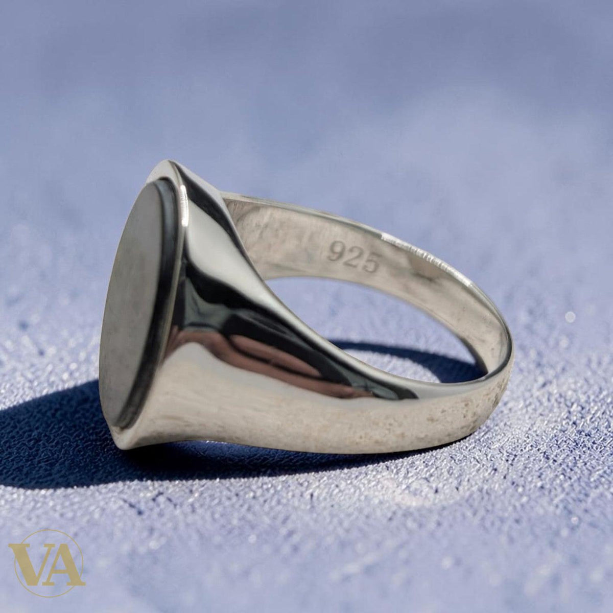 Chevalière Homme Argent 925 Nacre Grise Anthracite Signet Minimaliste