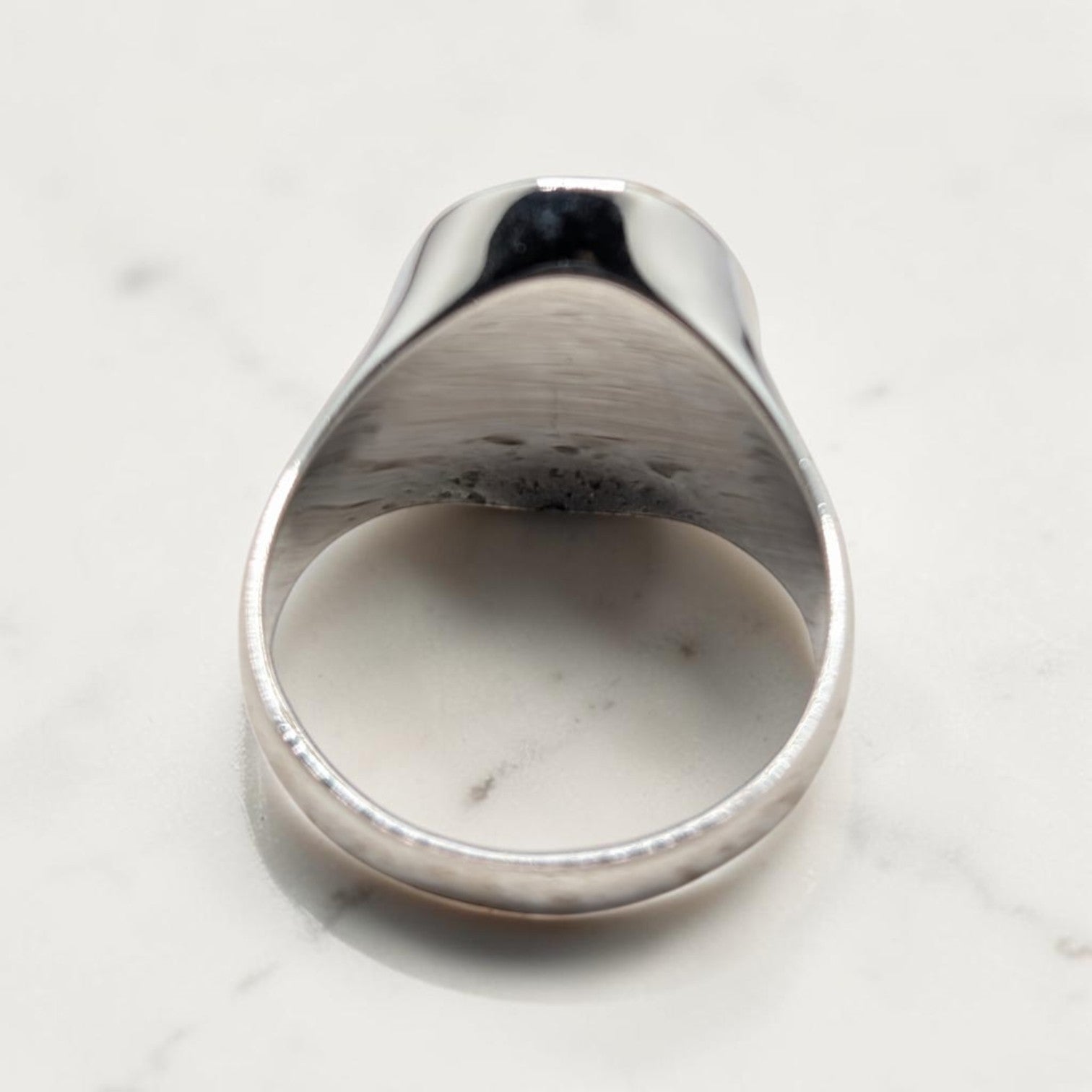 Chevalière Homme Argent 925 Nacre Grise Anthracite Signet Minimaliste