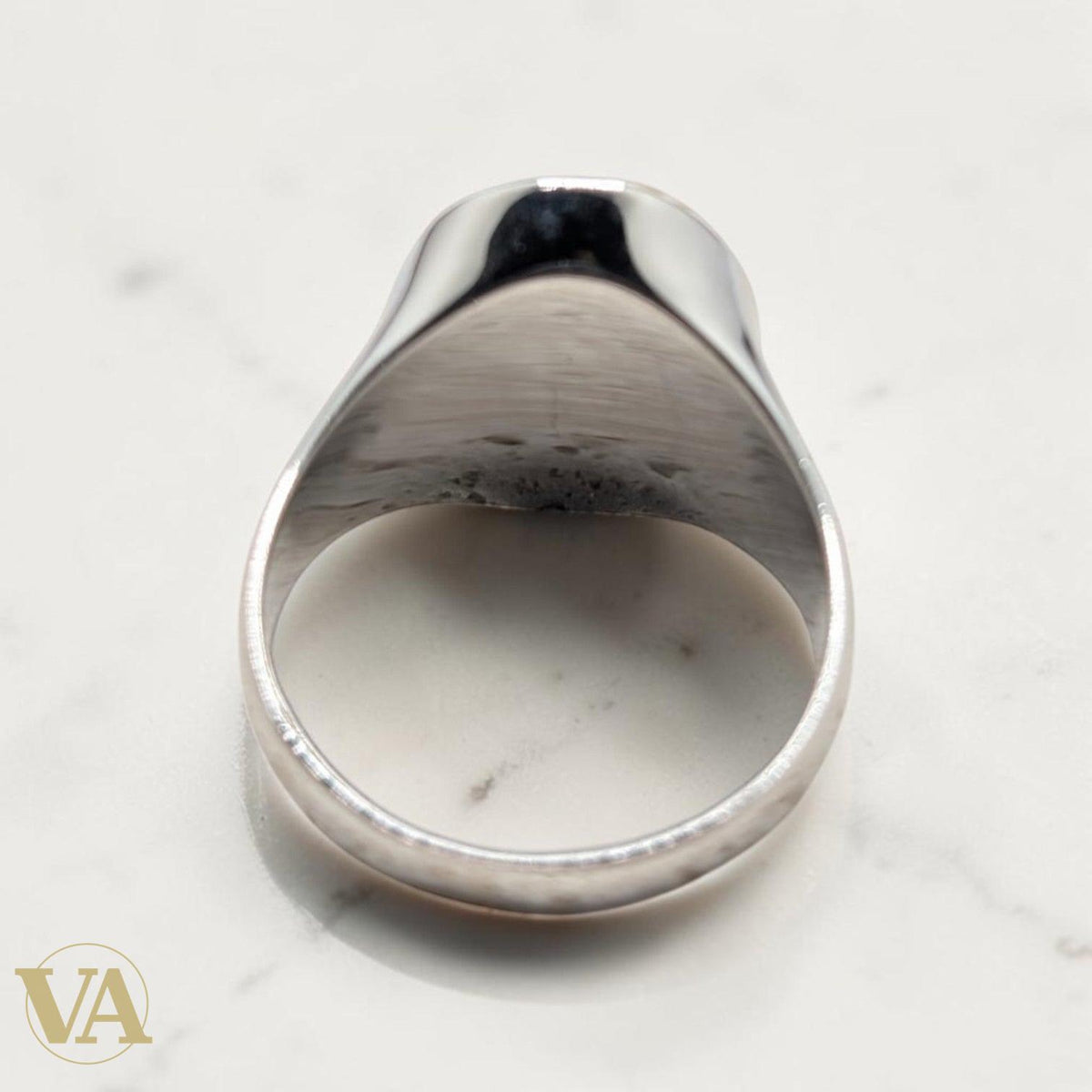 Chevalière Homme Argent 925 Nacre Grise Anthracite Signet Minimaliste