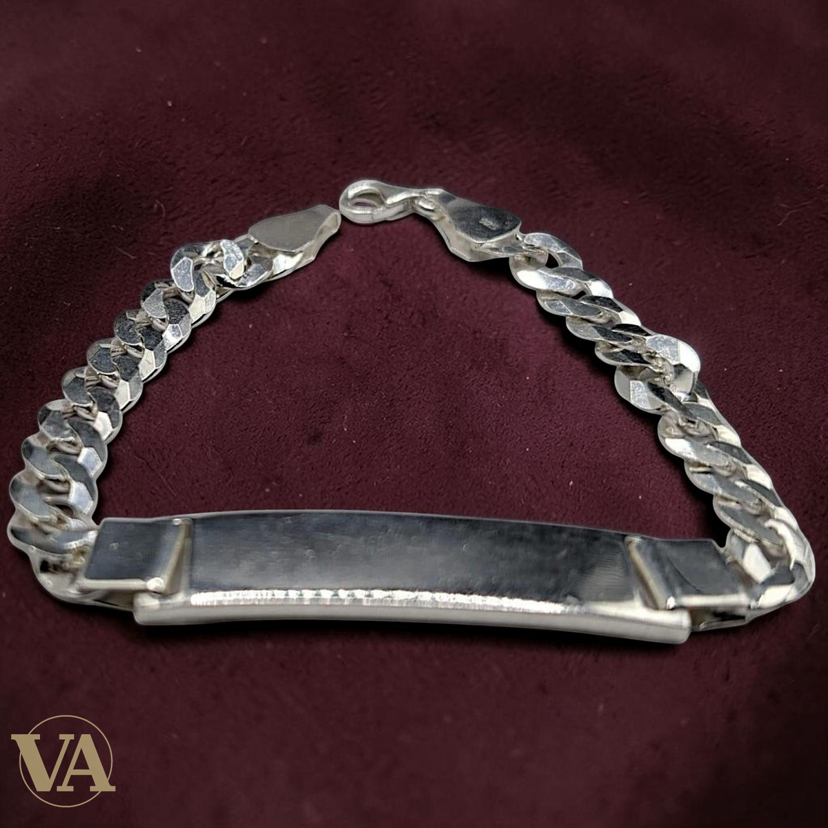Bracelet Homme Argent 925 – Gourmette & Plaque Fine 38 mm