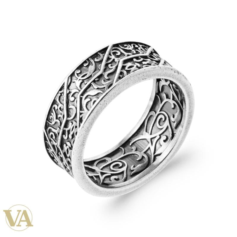 Anneau Homme Argent 925 – Arabesques Intérieures et Extérieures - Argent 925 - Vindicta