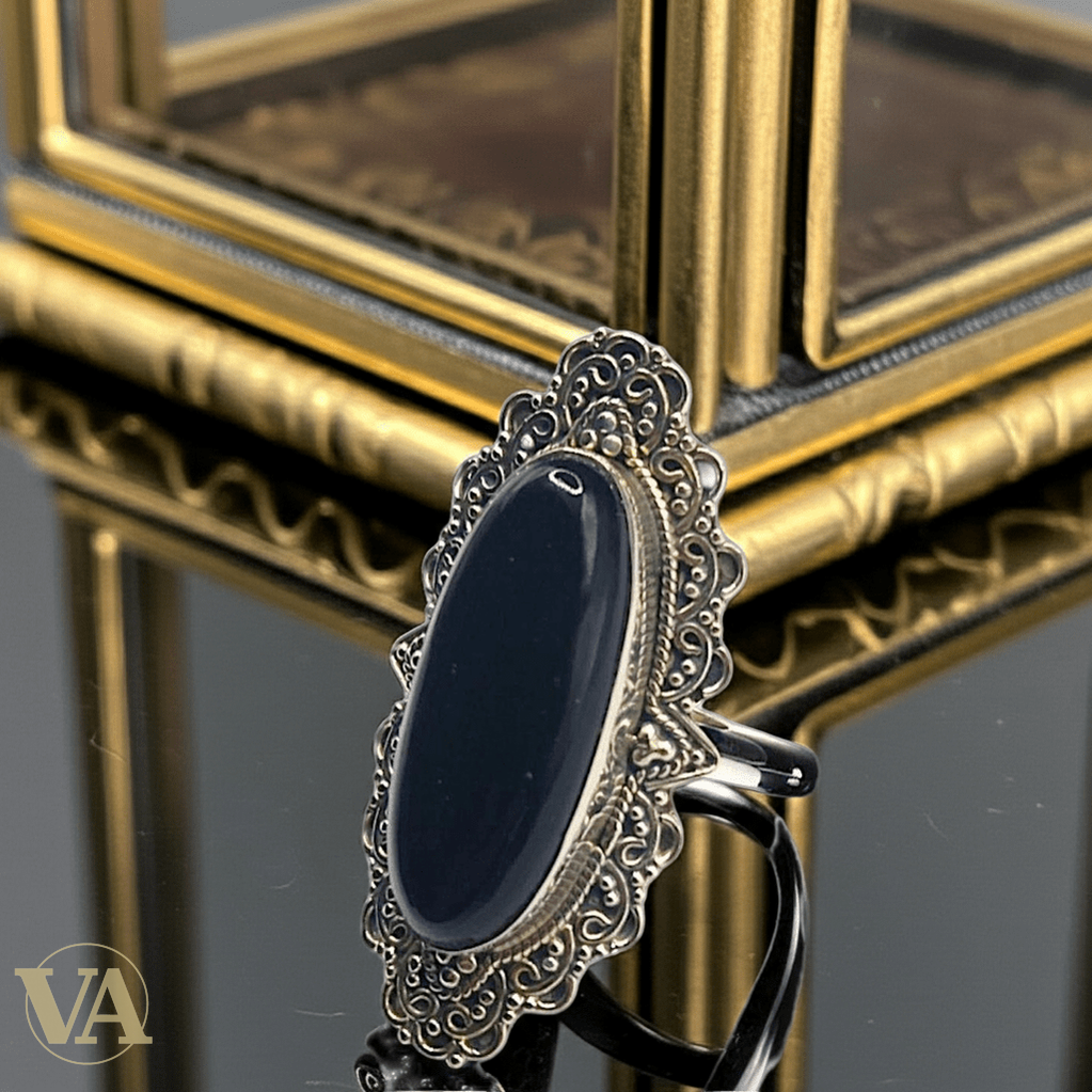 Bague Femme Argent 925 et Onyx Noir Ovale - Argent 925 - Vindicta