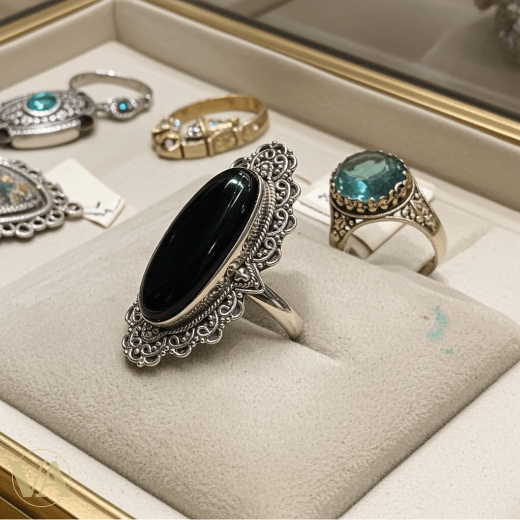 Bague Femme Argent 925 et Onyx Noir Ovale - Argent 925 - Vindicta