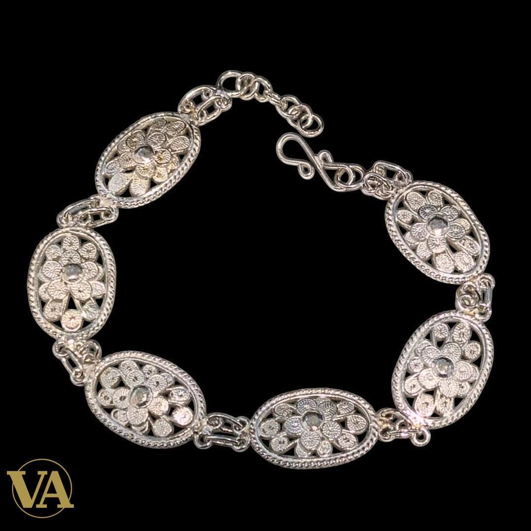 Bracelet Femme Argent 925 Massif – Fleurs Filigranes | Bijoux Vindicta