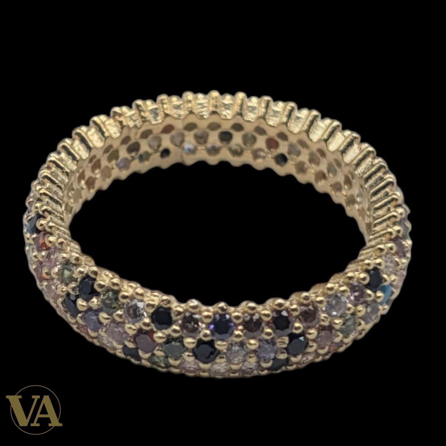 Bague femmes Argent Plaqué Or Oxydes Multicolores