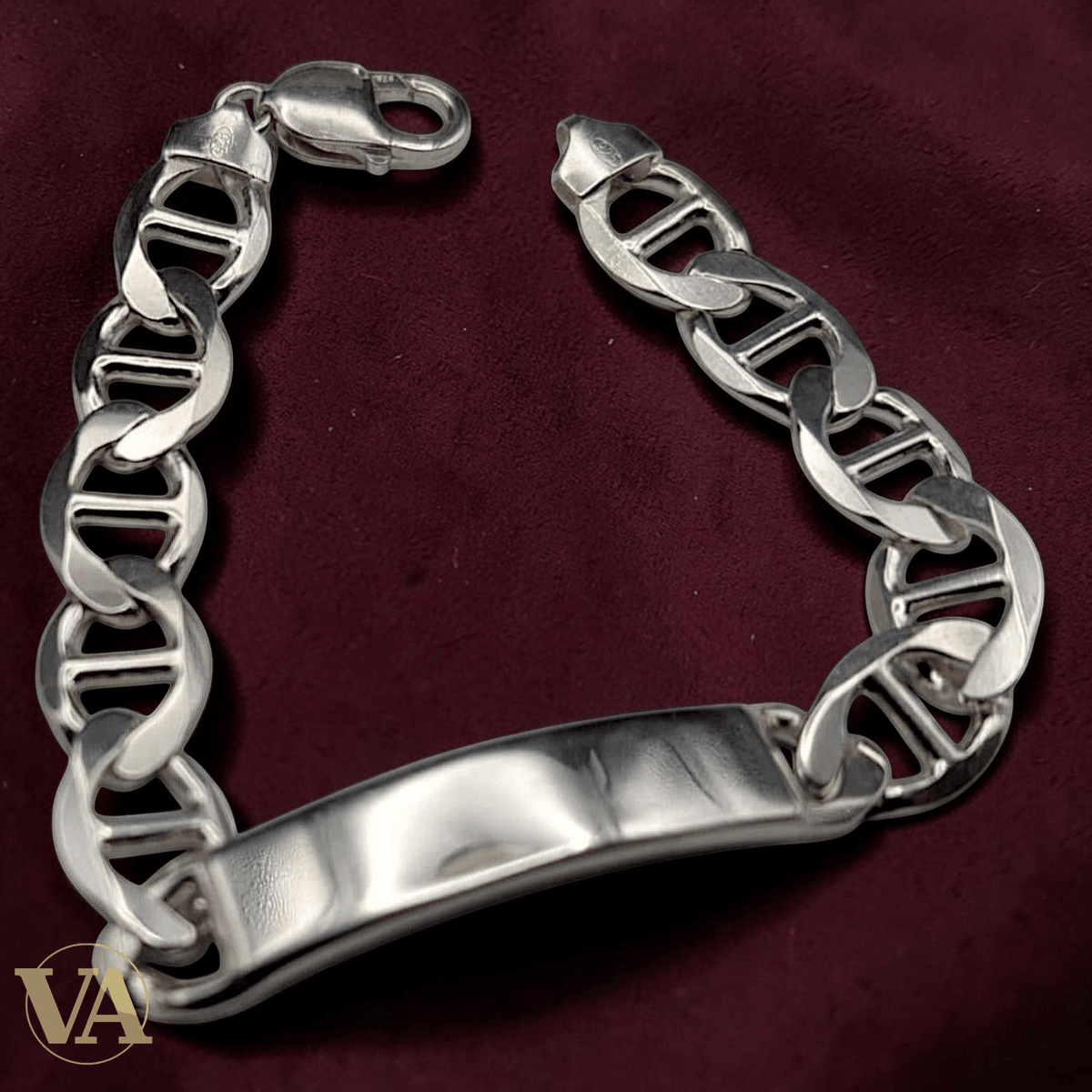 Bracelet Homme Argent 925 – Plaque Lisse & Maille Large - Argent 925 - Vindicta