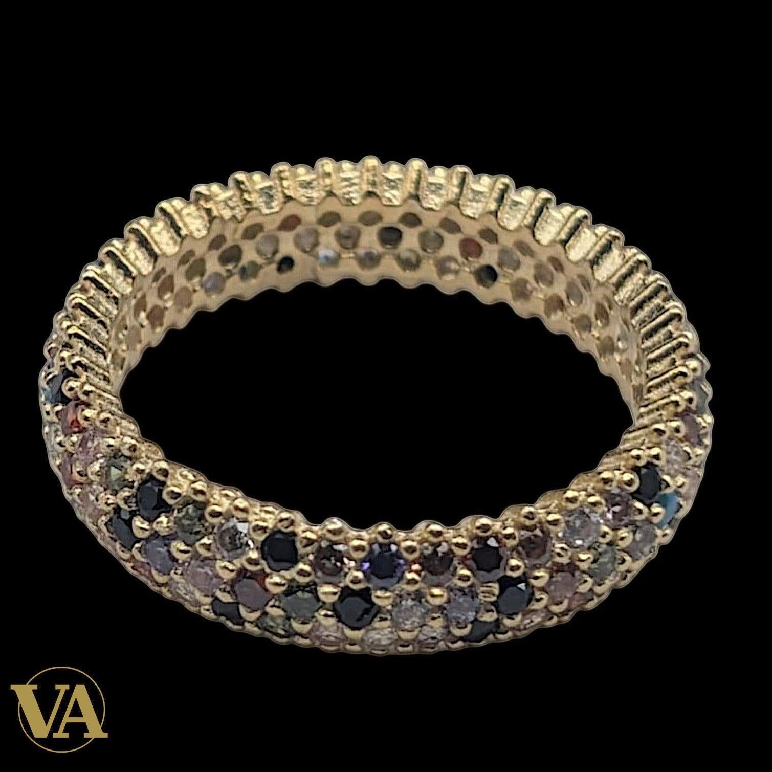 Bague femmes Argent Plaqué Or Oxydes Multicolores