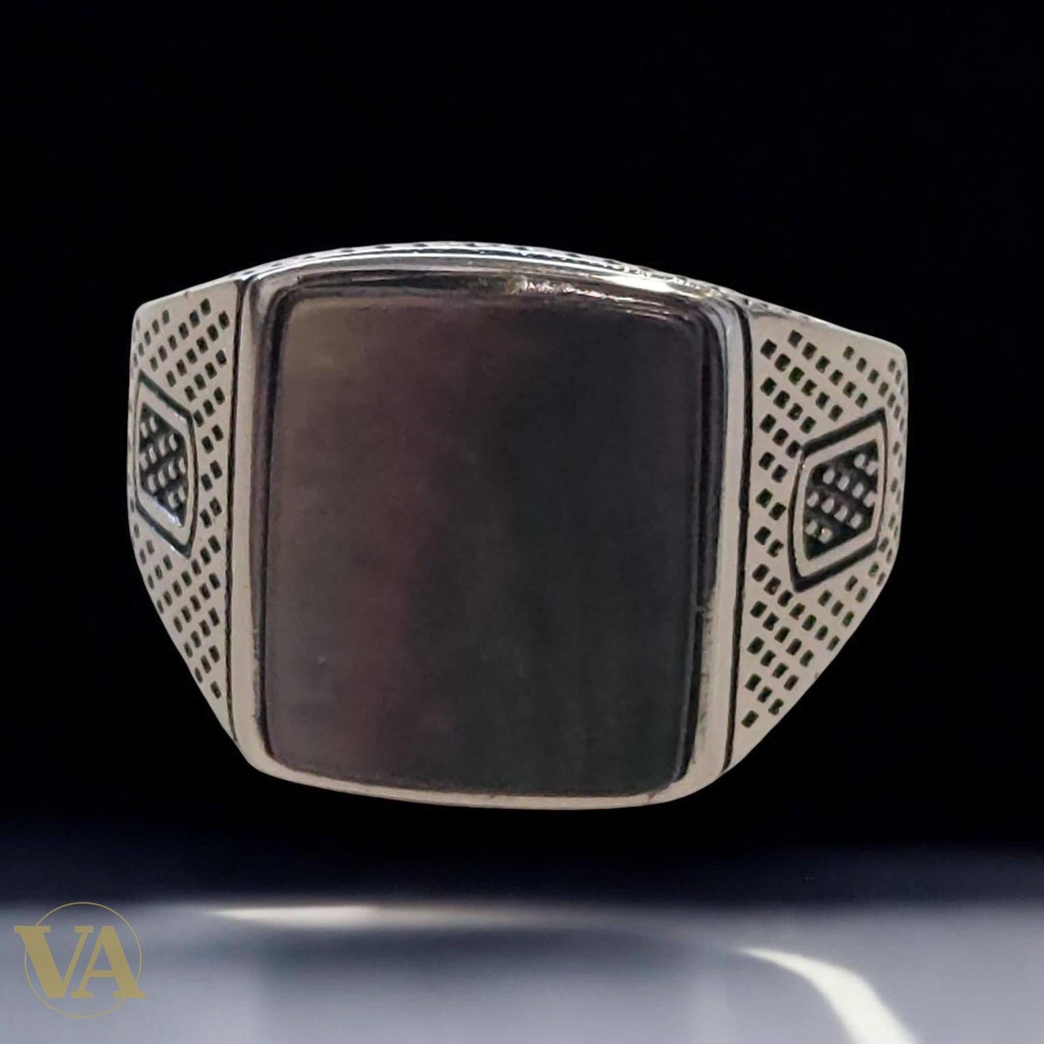 Bague Homme Argent 925 Nacre Grise Carrée - Argent 925 - Vindicta