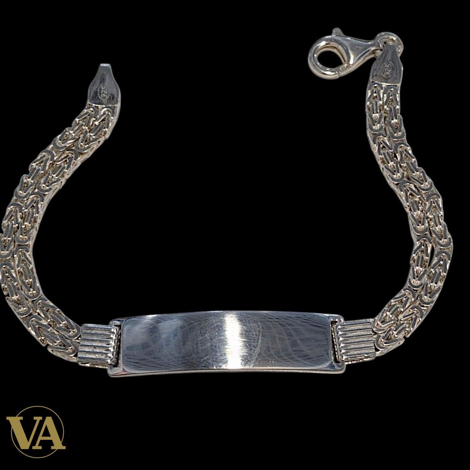 Bracelet Homme Argent 925 – Maille Tressée & Plaque 40 mm