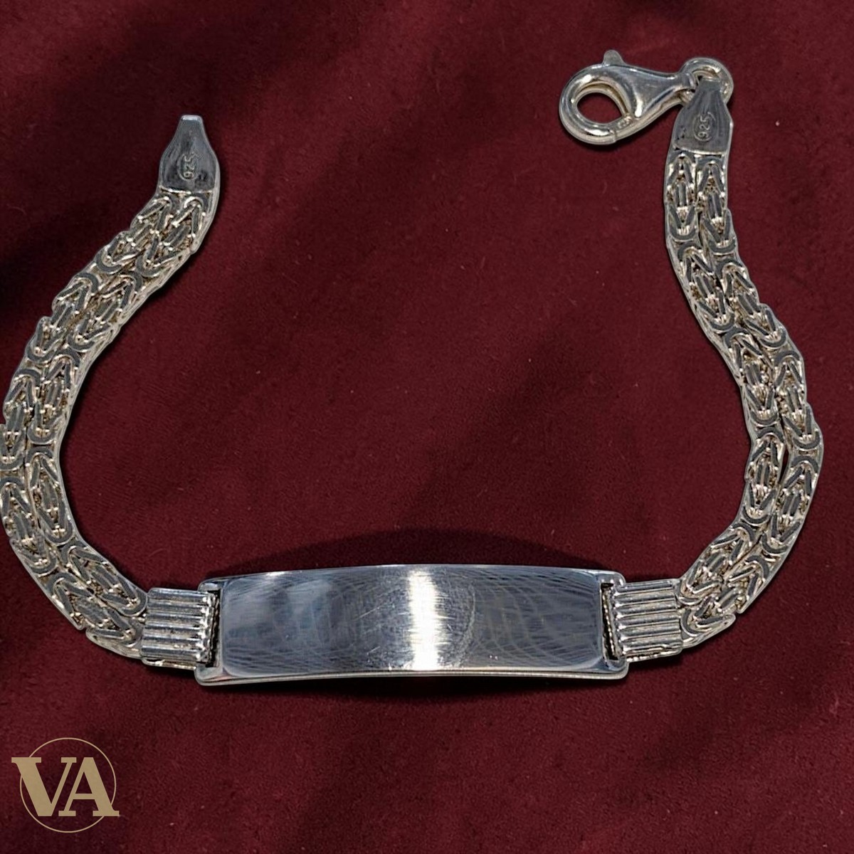 Bracelet Homme Argent 925 – Maille Tressée & Plaque 40 mm