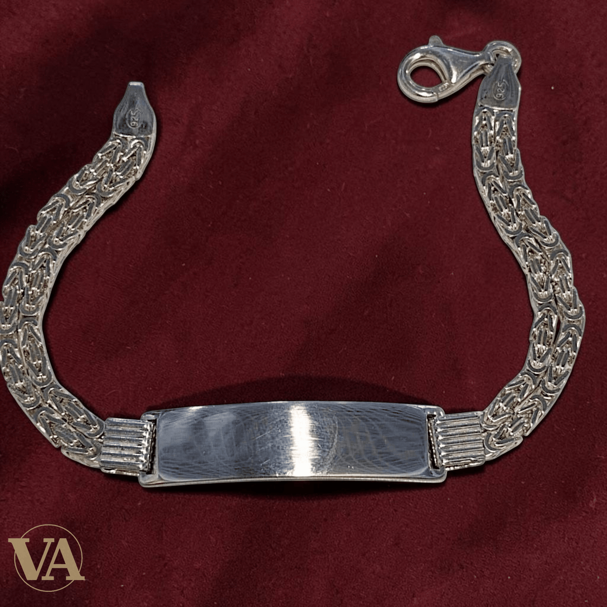 Bracelet Homme Argent 925 – Maille Tressée & Plaque 40 mm - Argent 925 - Vindicta