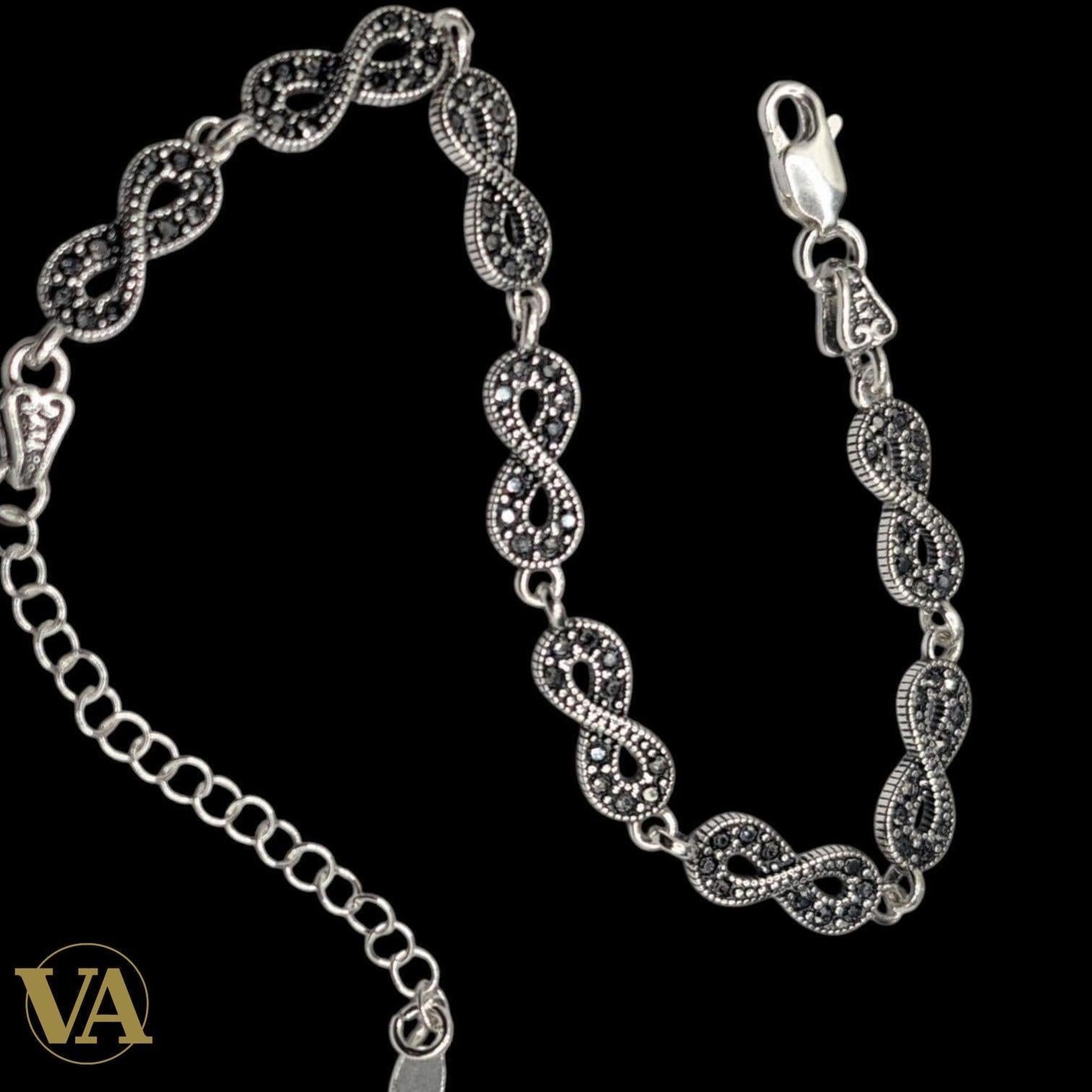 Bracelet Femme Argent 925 Infini Marcassite Vintage | Bijoux Vindicta