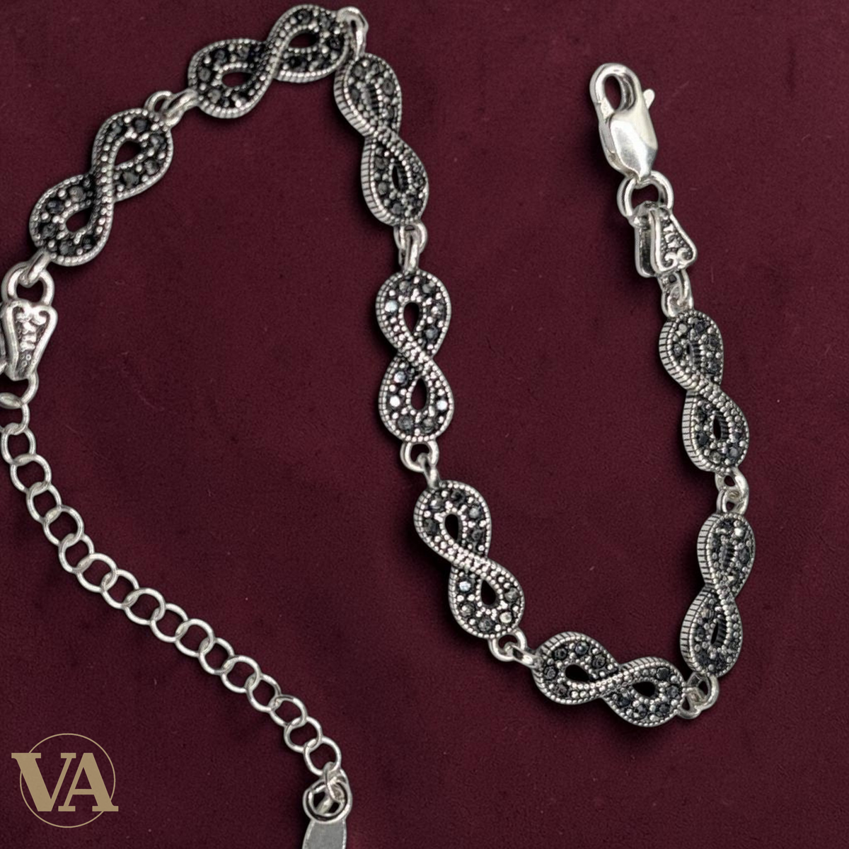 Bracelet Femme Argent 925 Infini Marcassite Vintage