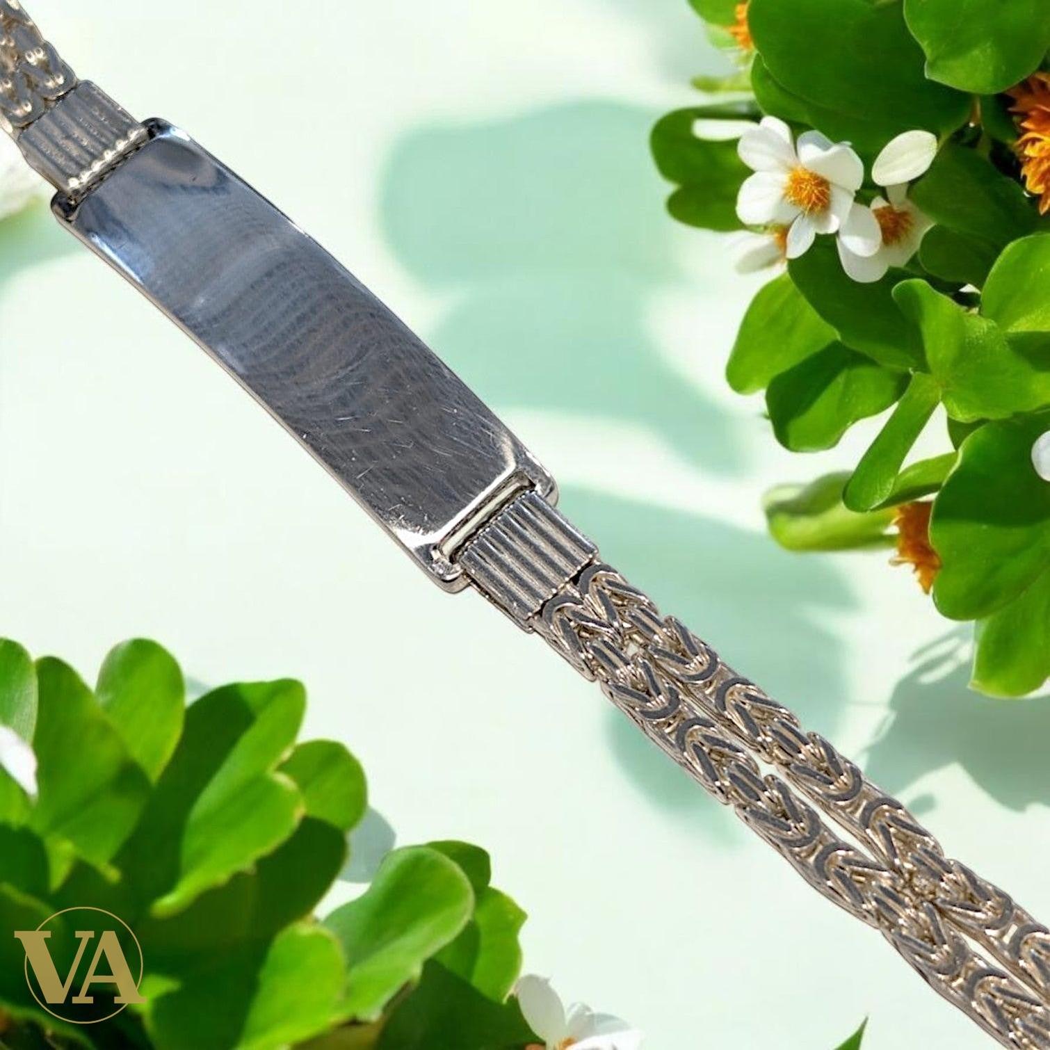Bracelet Homme Argent 925 – Maille Tressée & Plaque 40 mm | Bijoux Vindicta