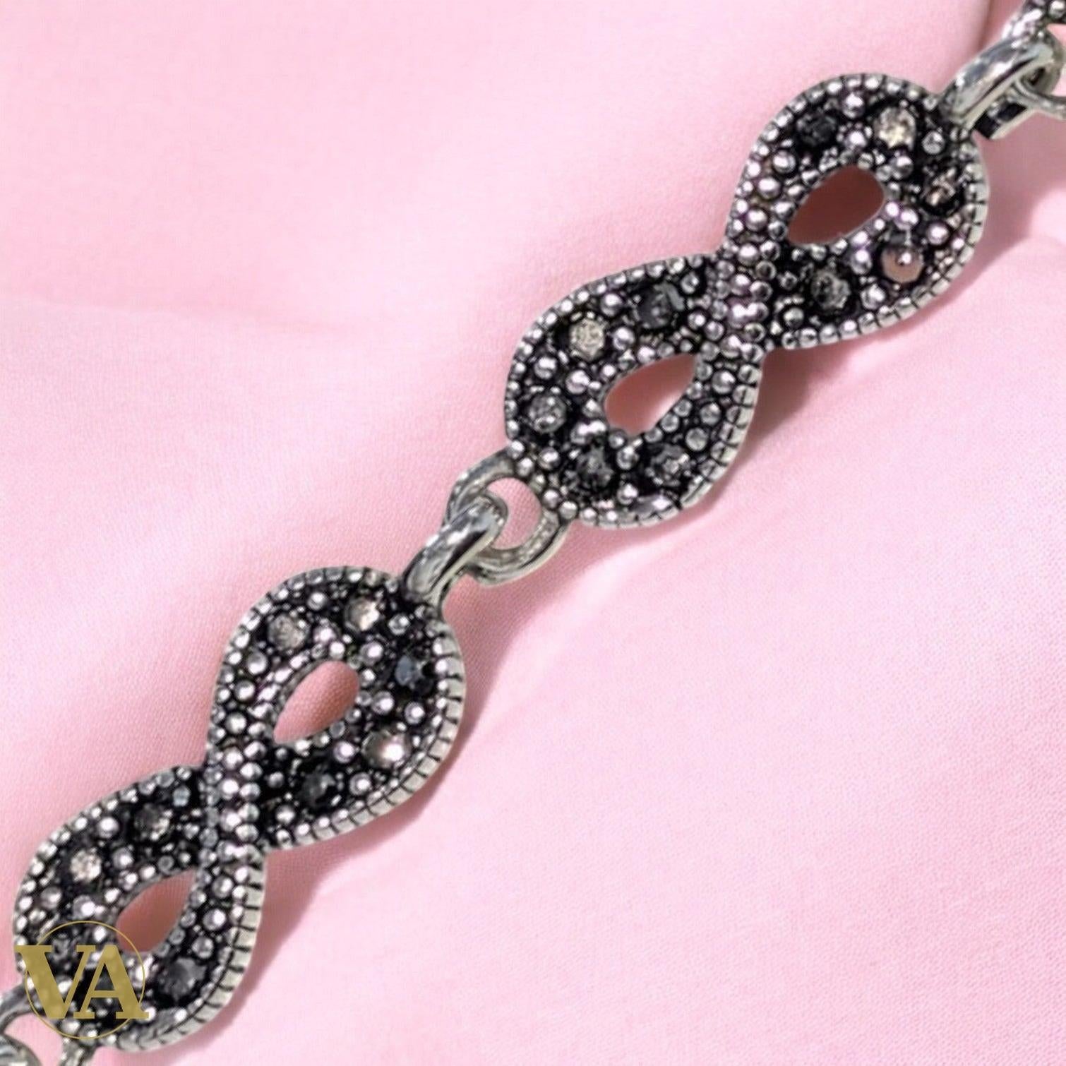 Bracelet Femme Argent 925 Infini Marcassite Vintage | Bijoux Vindicta