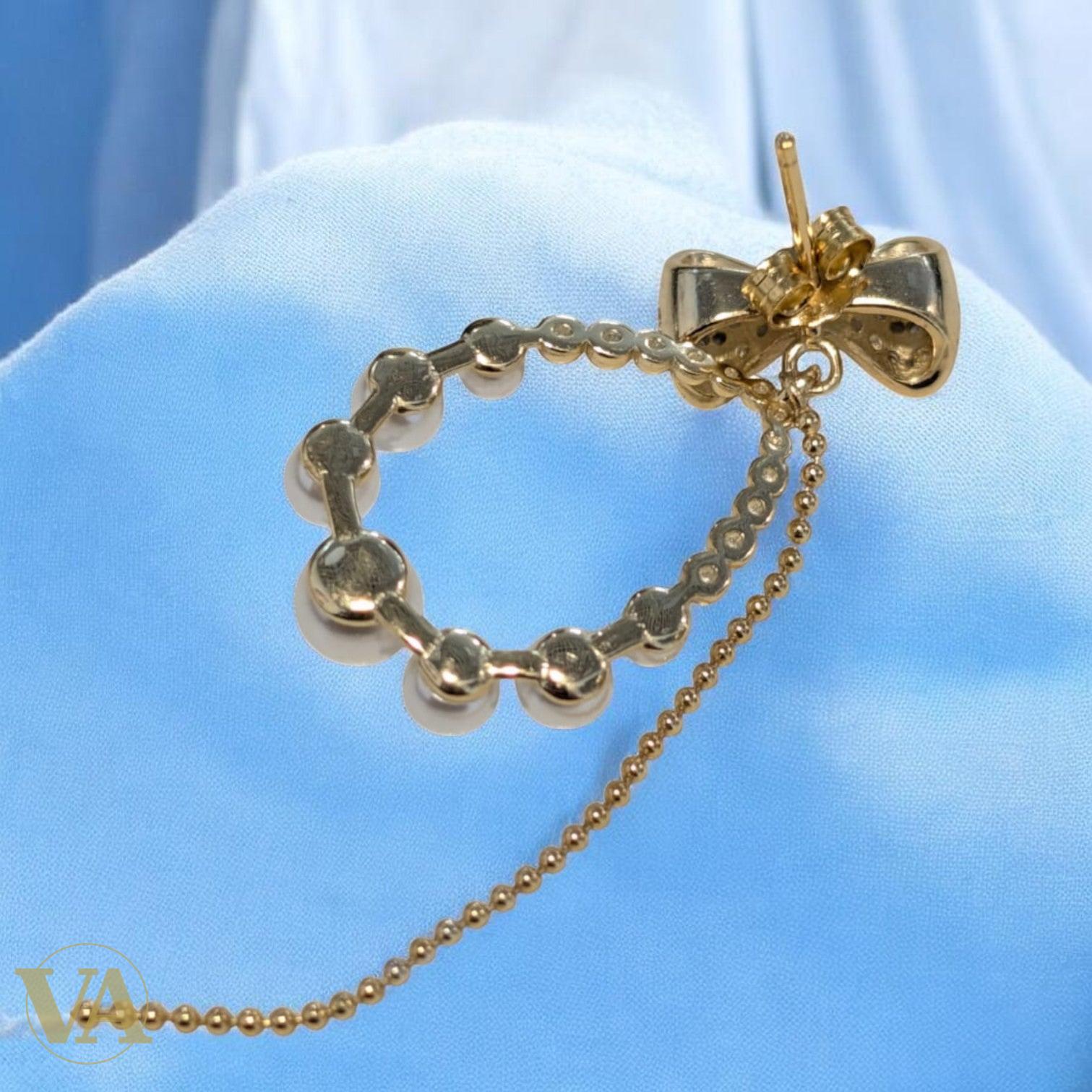 Boucles d’oreilles femme en argent plaqué or, perles & zircon