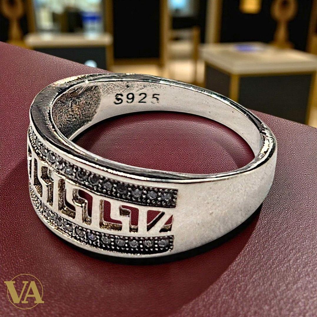 Bague femme en argent 925 motif grec et marcassites