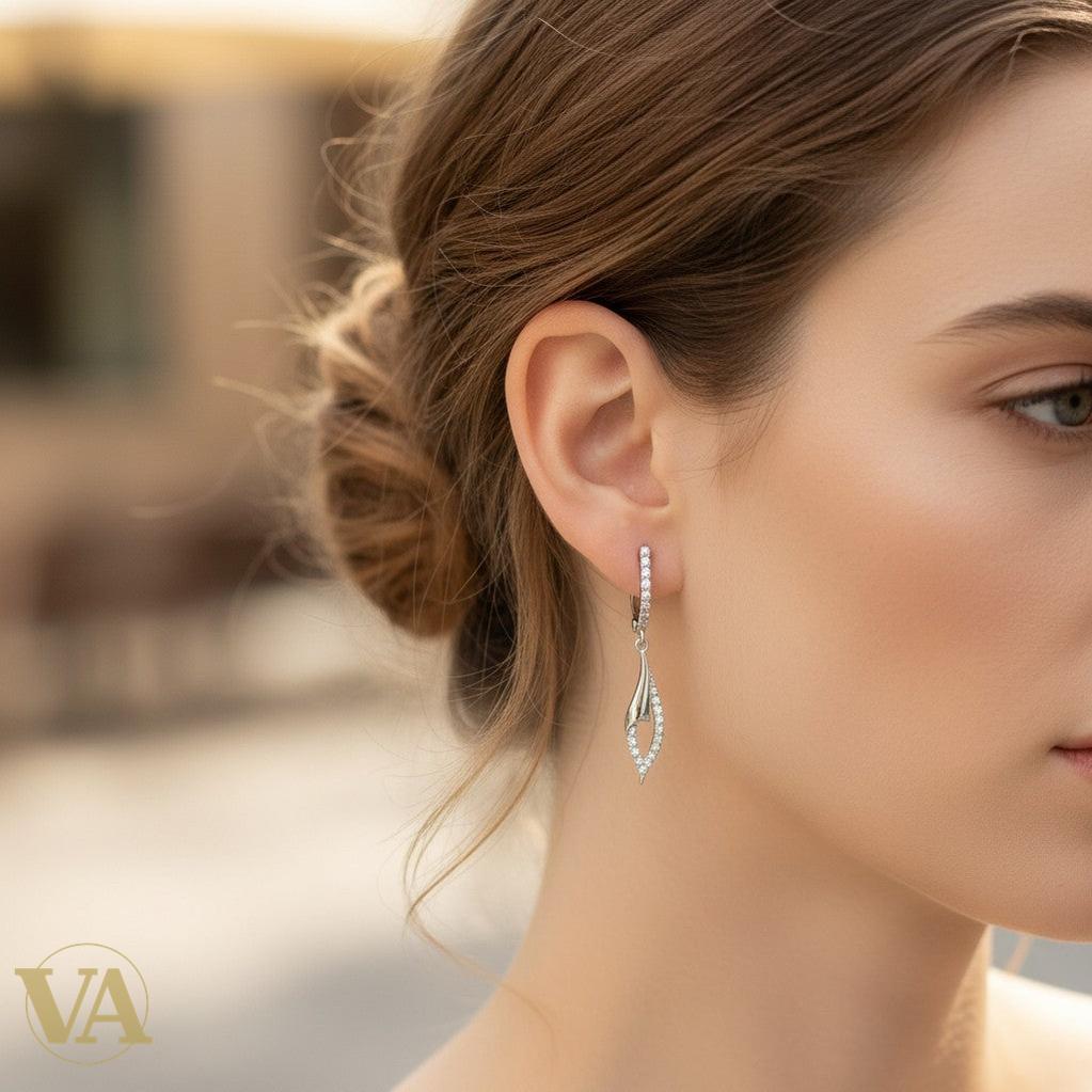 Boucles d'Oreilles Femme Pendantes Argent 925 – Créoles & Goutte Zirconium | Bijoux Vindicta