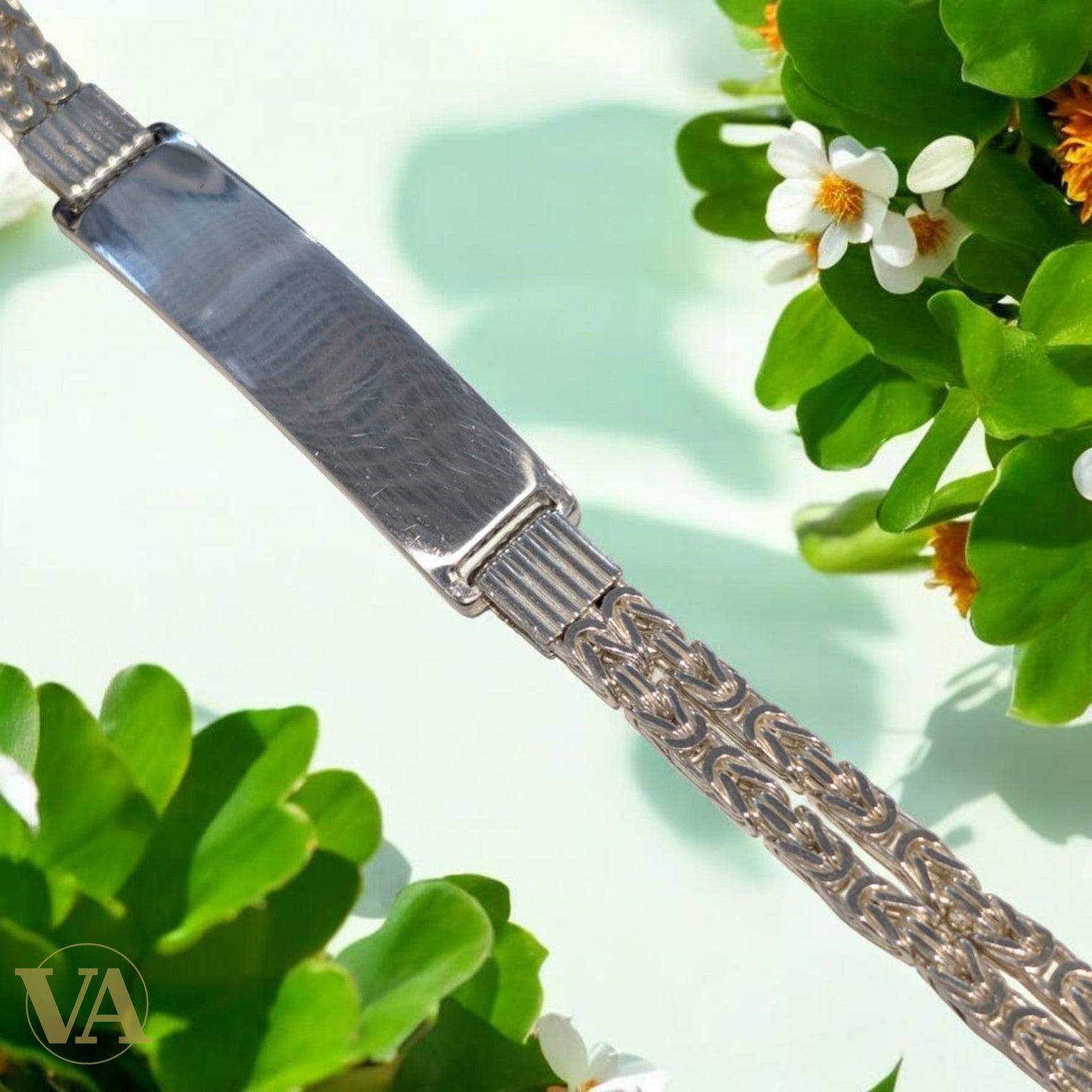 Bracelet Homme Argent 925 – Maille Tressée & Plaque 40 mm