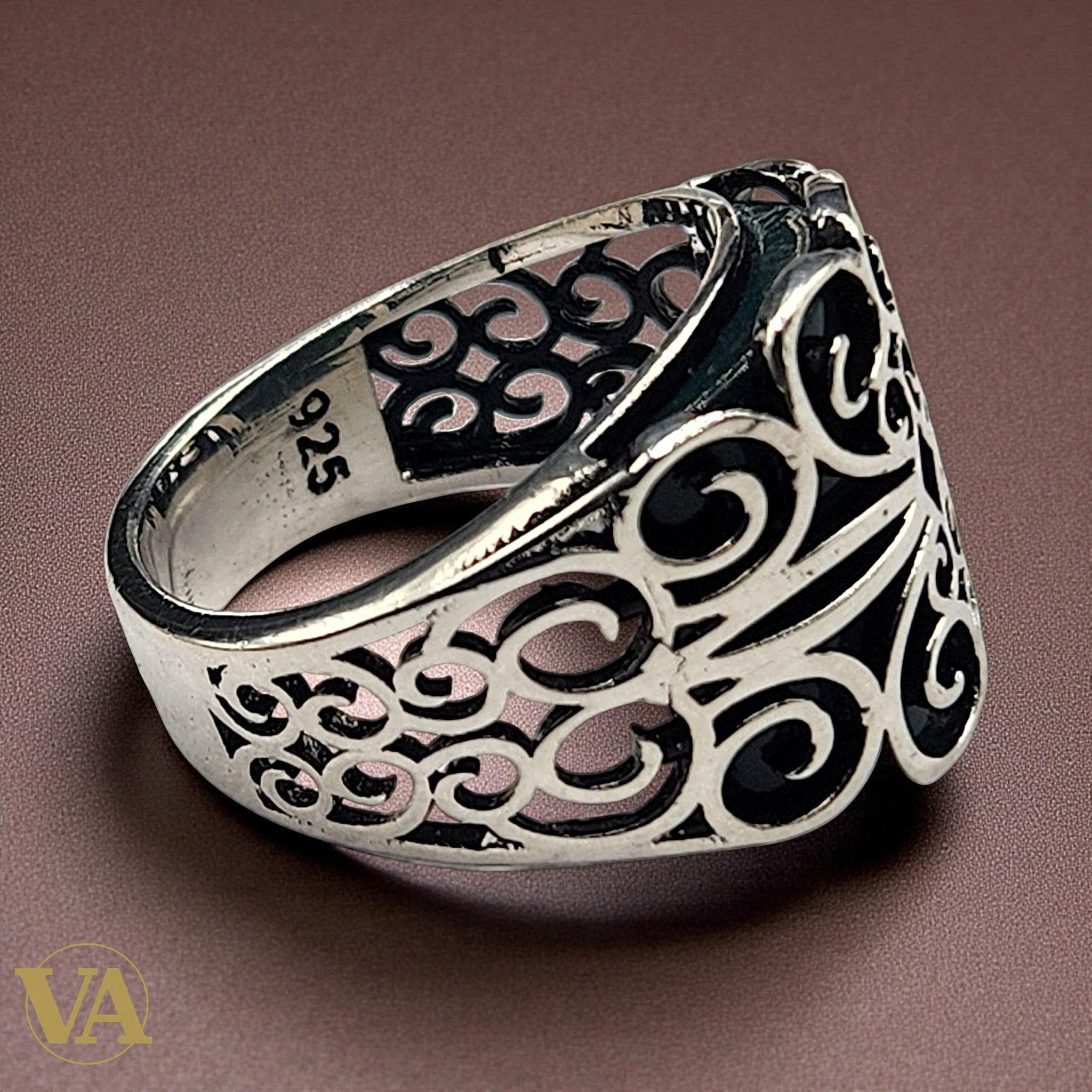 Bague femme Argent 925 & Aventurine Verte – Design Ajourné Raffiné - Argent 925 - Vindicta