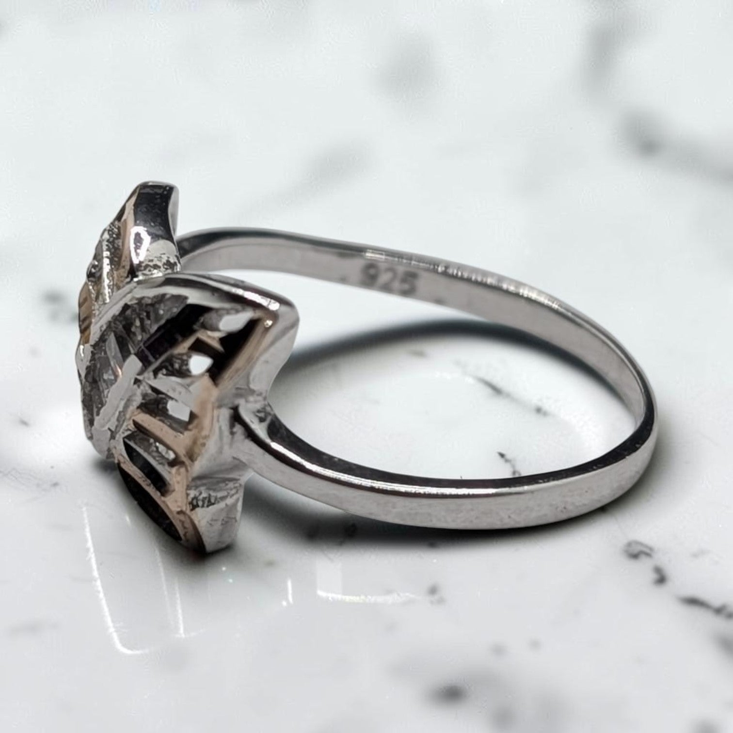Bague Femme Argent 925 Papillon Bicolore Ajouré Zircons