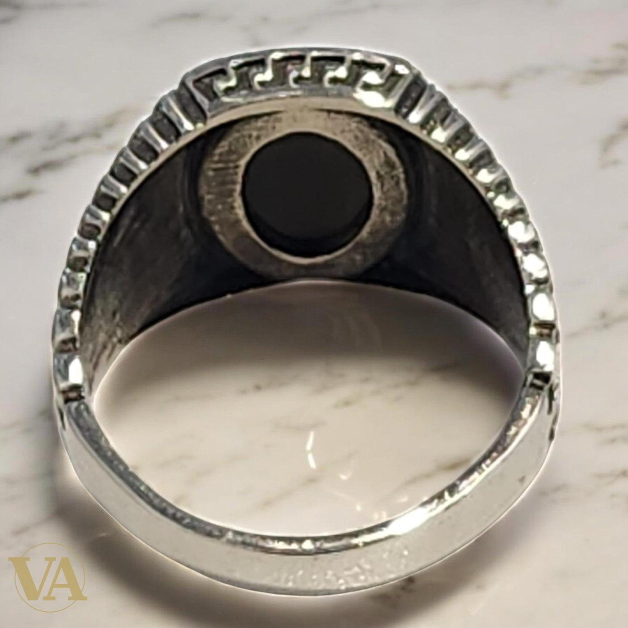 Bague homme argent 925 onyx noir et marcassites | Bijoux Vindicta