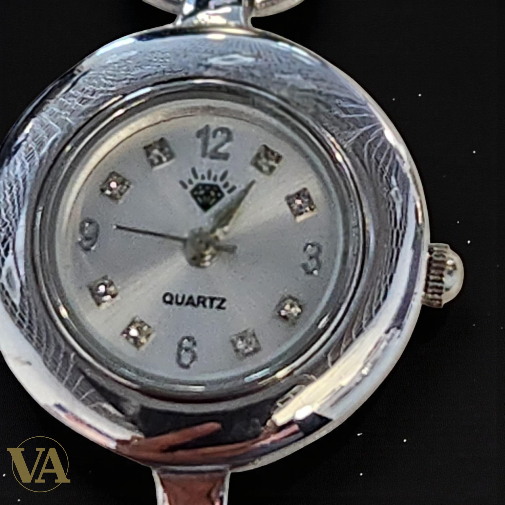 Montre Femme Argent 925 – Cadran Rond & Maillons Sculptés