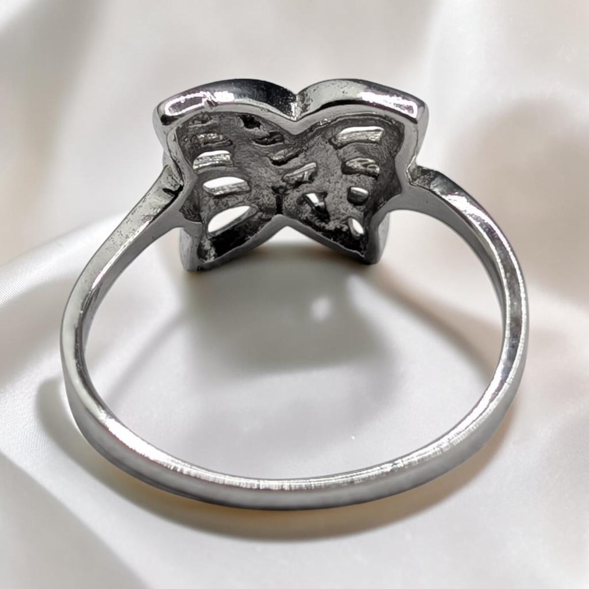 Bague Femme Argent 925 Papillon Bicolore Ajouré Zircons