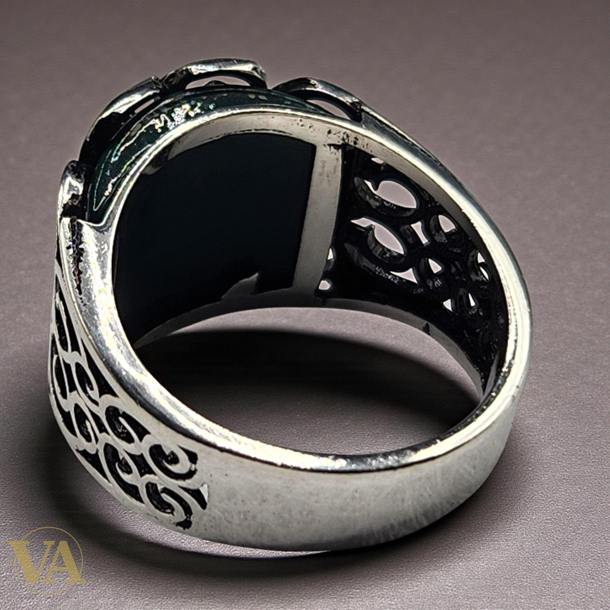 Bague femme Argent 925 & Aventurine Verte – Design Ajourné Raffiné