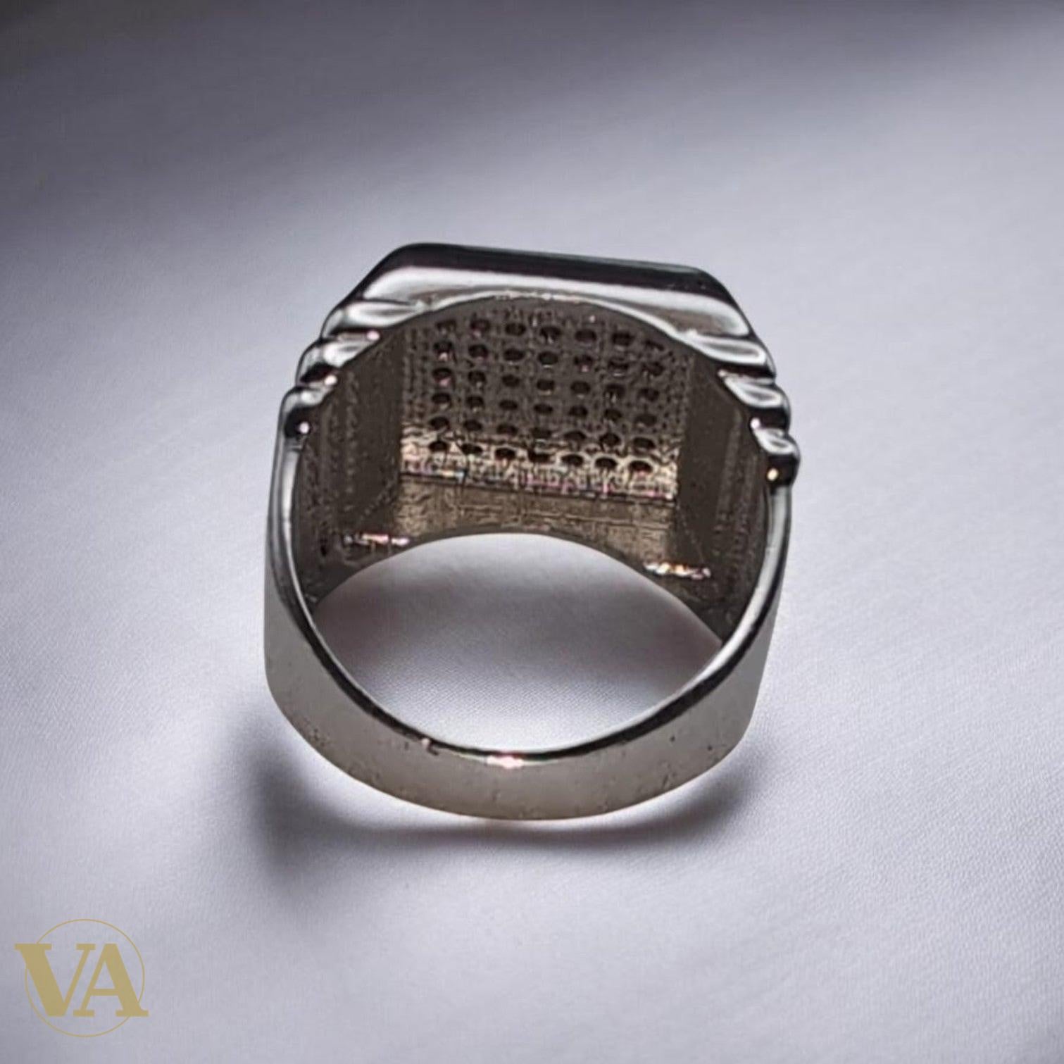 Bague Homme Argent 925 Marcassite Noire