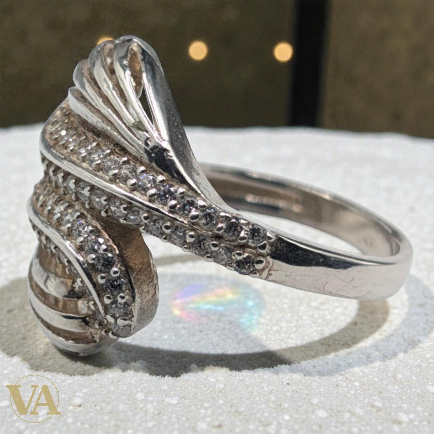 Bague femme Argent 925 Massif Zirconium Design Enroulé