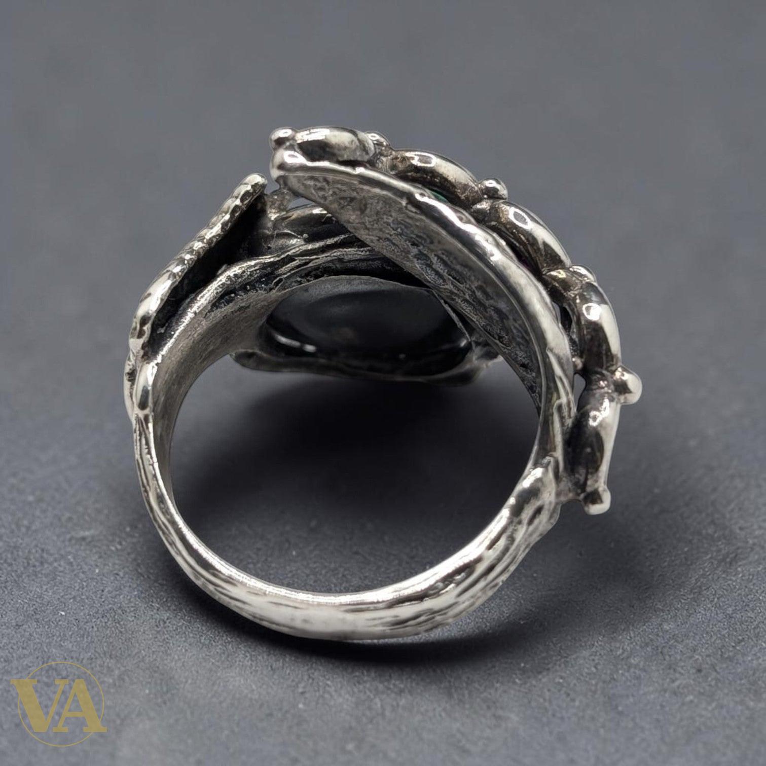 Bague Femme Argent 925 Aventurine Verte – Écureuil Sculpté - Argent 925 - Vindicta