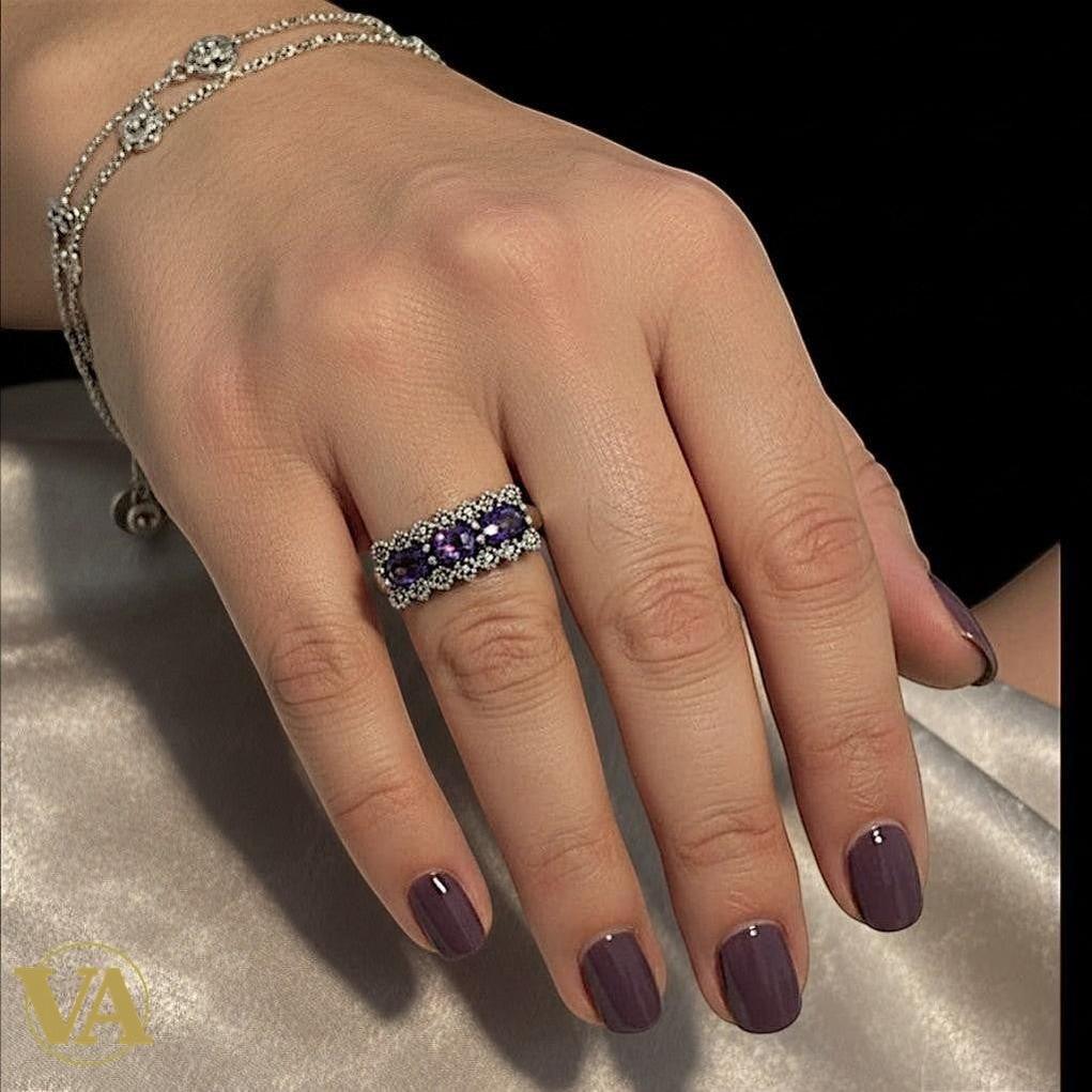 Bague femme Argent 925 Améthystes & Marcassites – Style Vintage Chic | Bijoux Vindicta