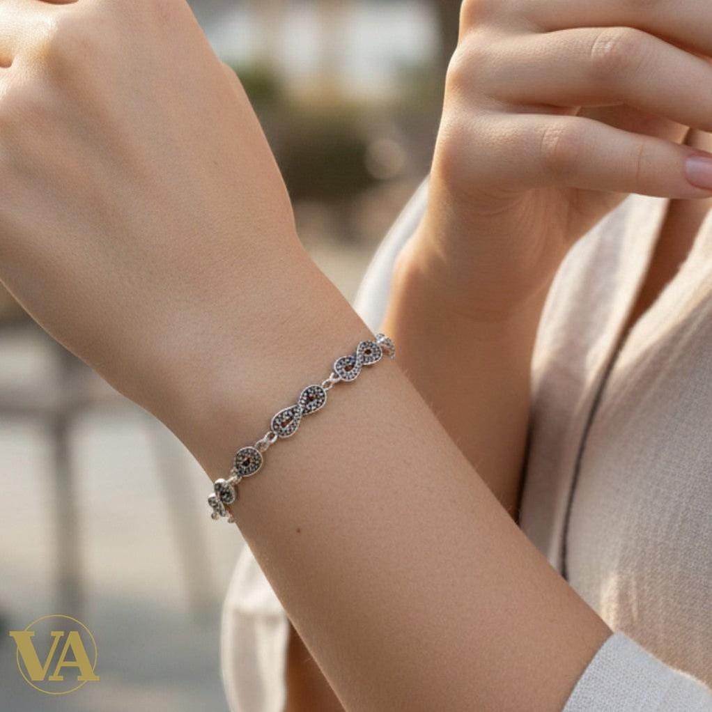 Bracelet Femme Argent 925 Infini Marcassite Vintage | Bijoux Vindicta