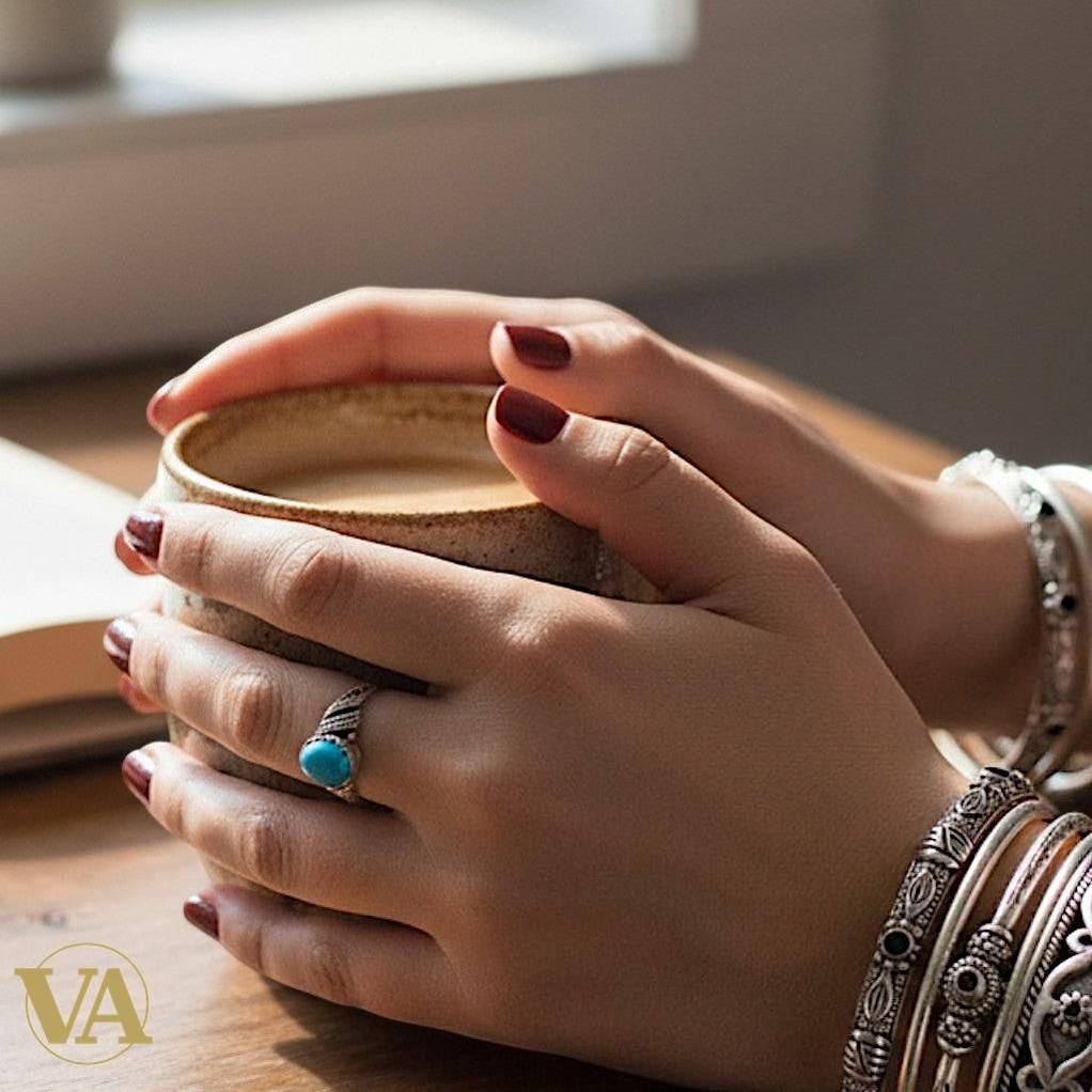 Bague femme turquoise & marcassite en argent 925