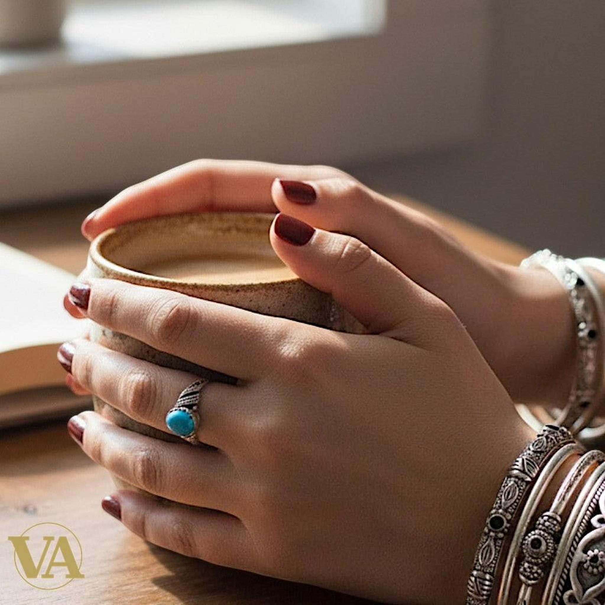 Bague femme turquoise & marcassite en argent 925 - Argent 925 - Vindicta