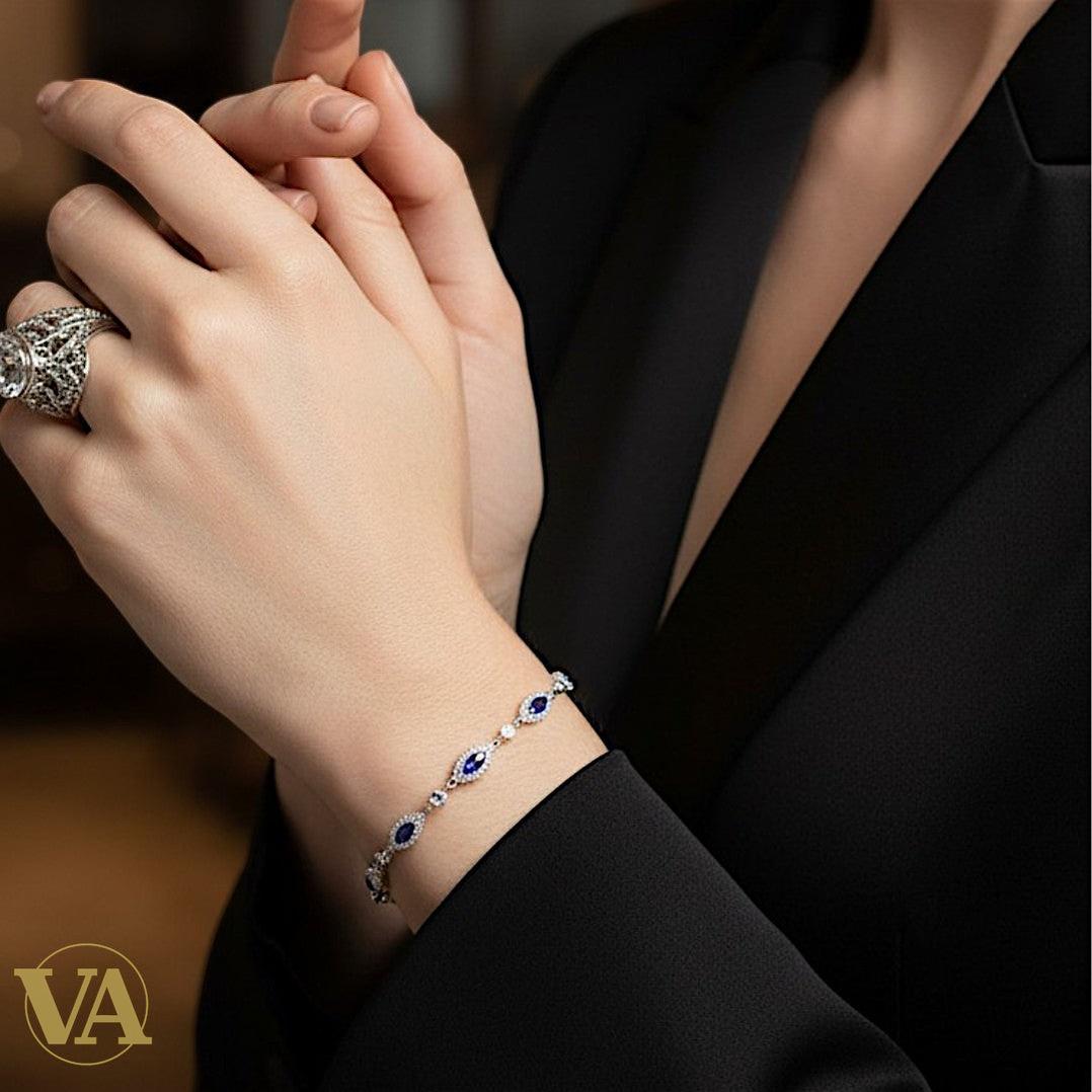 Bracelet Femme Argent 925 Améthyste Naturelle Vintage