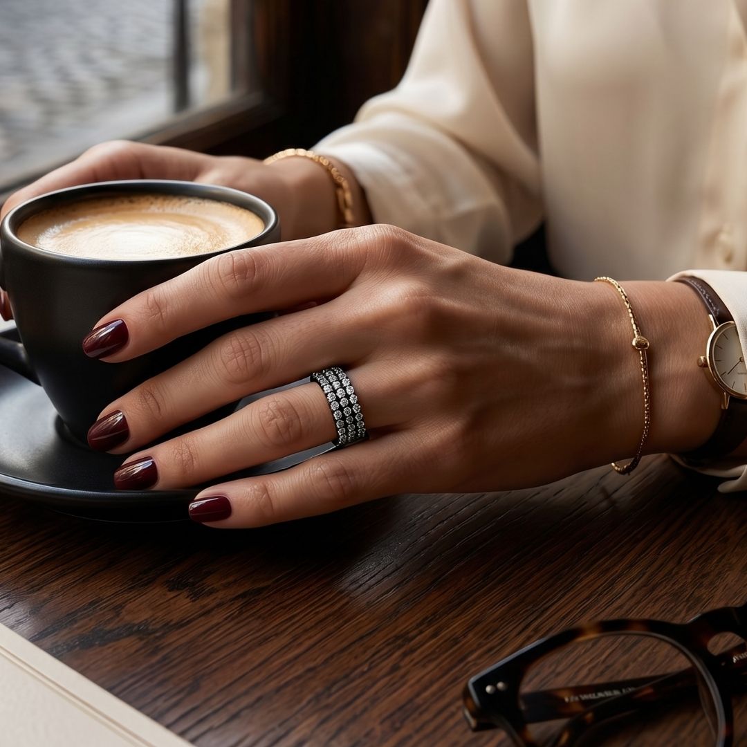 Bague Femme Argent 925 Oxyde de Zirconium Pavé 3 Rangs Noire-Vindicta : Bijoux Argent 925 Massif, Luxe et Héritage