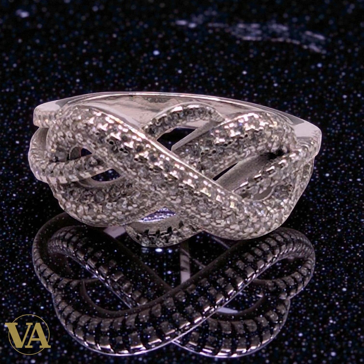 Bague Femme Argent 925 Infini Oxydes de Zirconium - Design Tressé