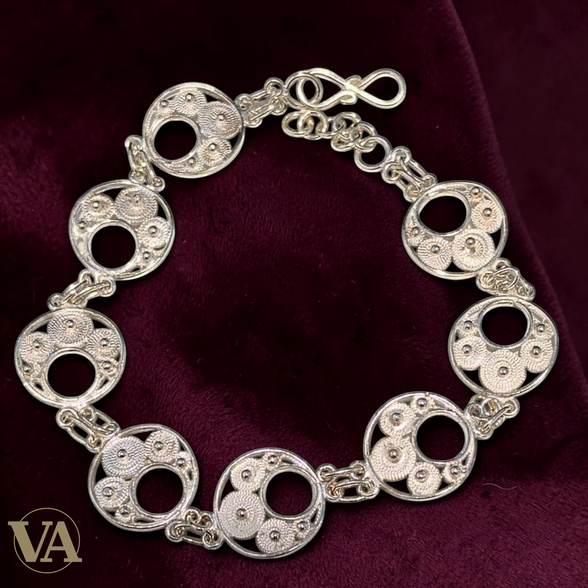 Bracelet Femme Argent 925 Massif – Cercles Filigranes Artisanaux