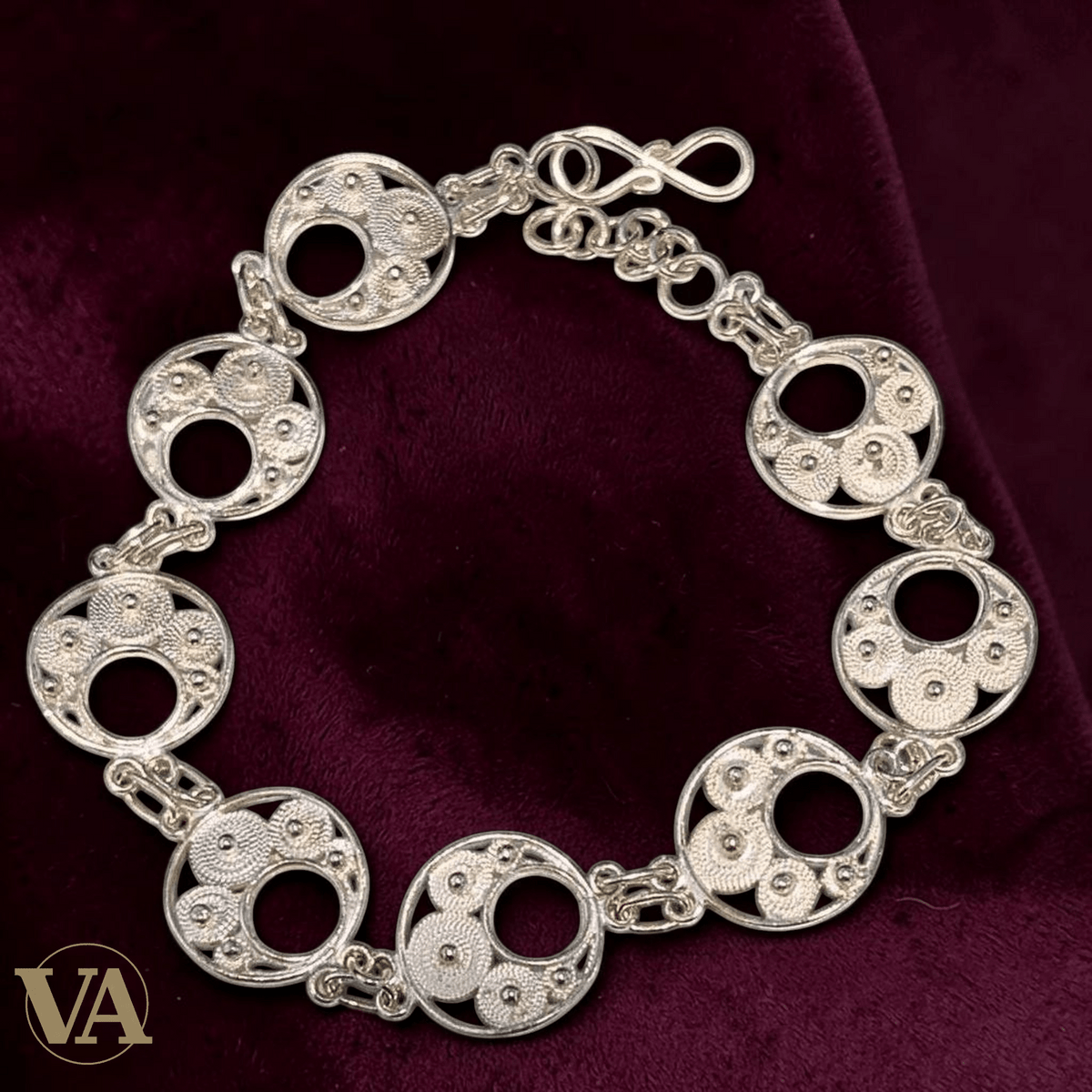 Bracelet Femme Argent 925 Massif – Cercles Filigranes Artisanaux - Argent 925 - Vindicta